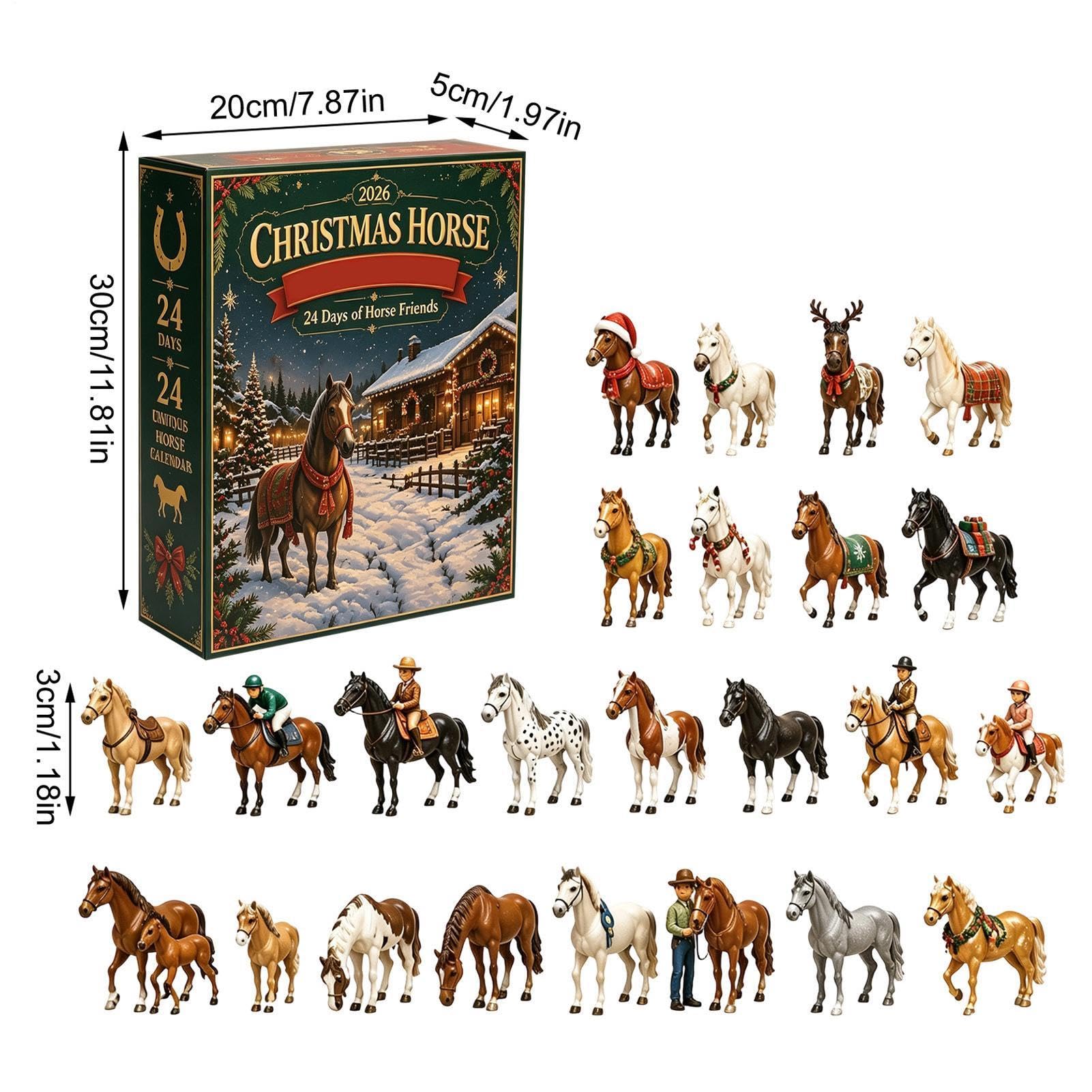 Conto alla rovescia per Natale Calendario 3D a forma di cavallo figurine