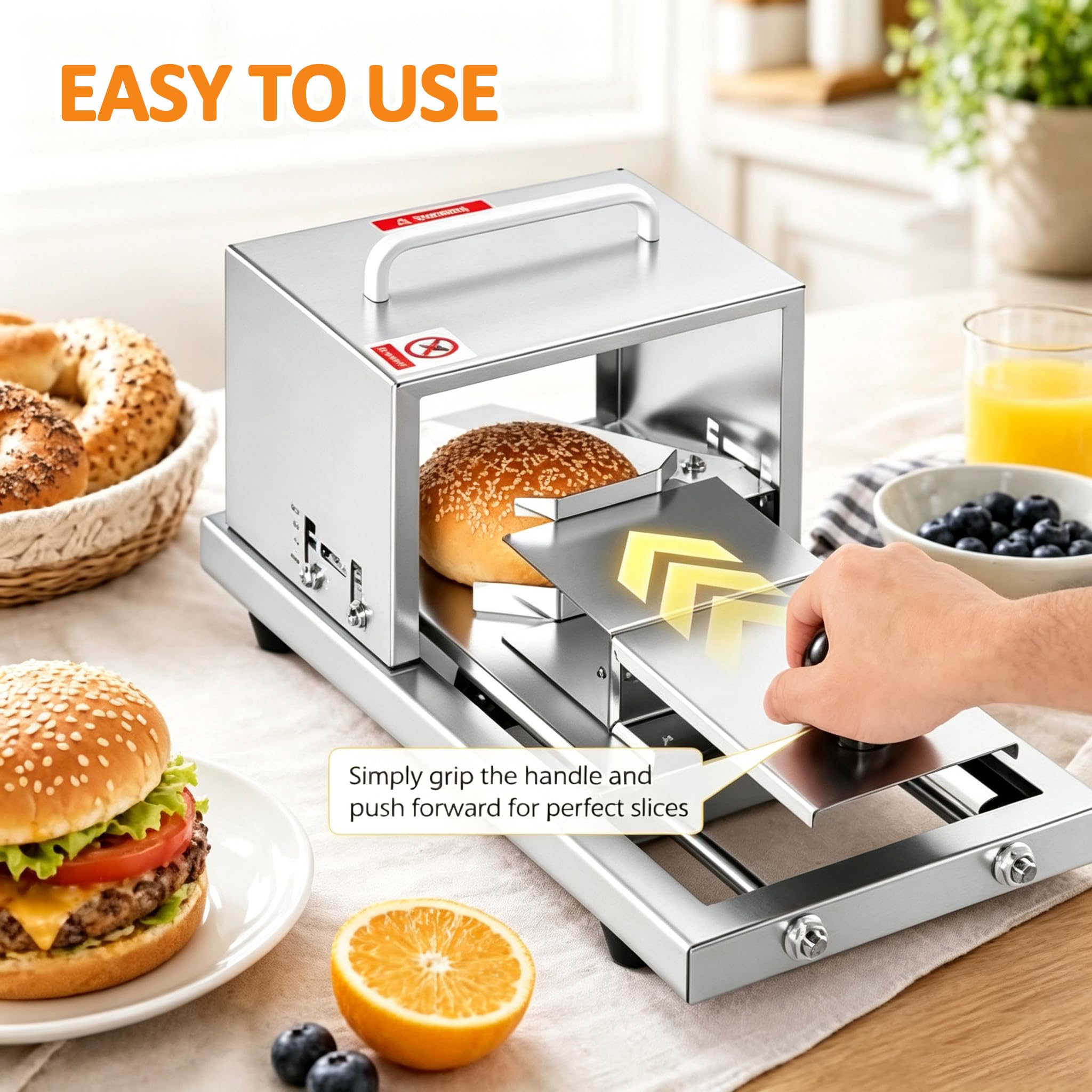 Affettatrice Commerciale per Pane, Taglia Bagel e Panini Hamburger Manuale