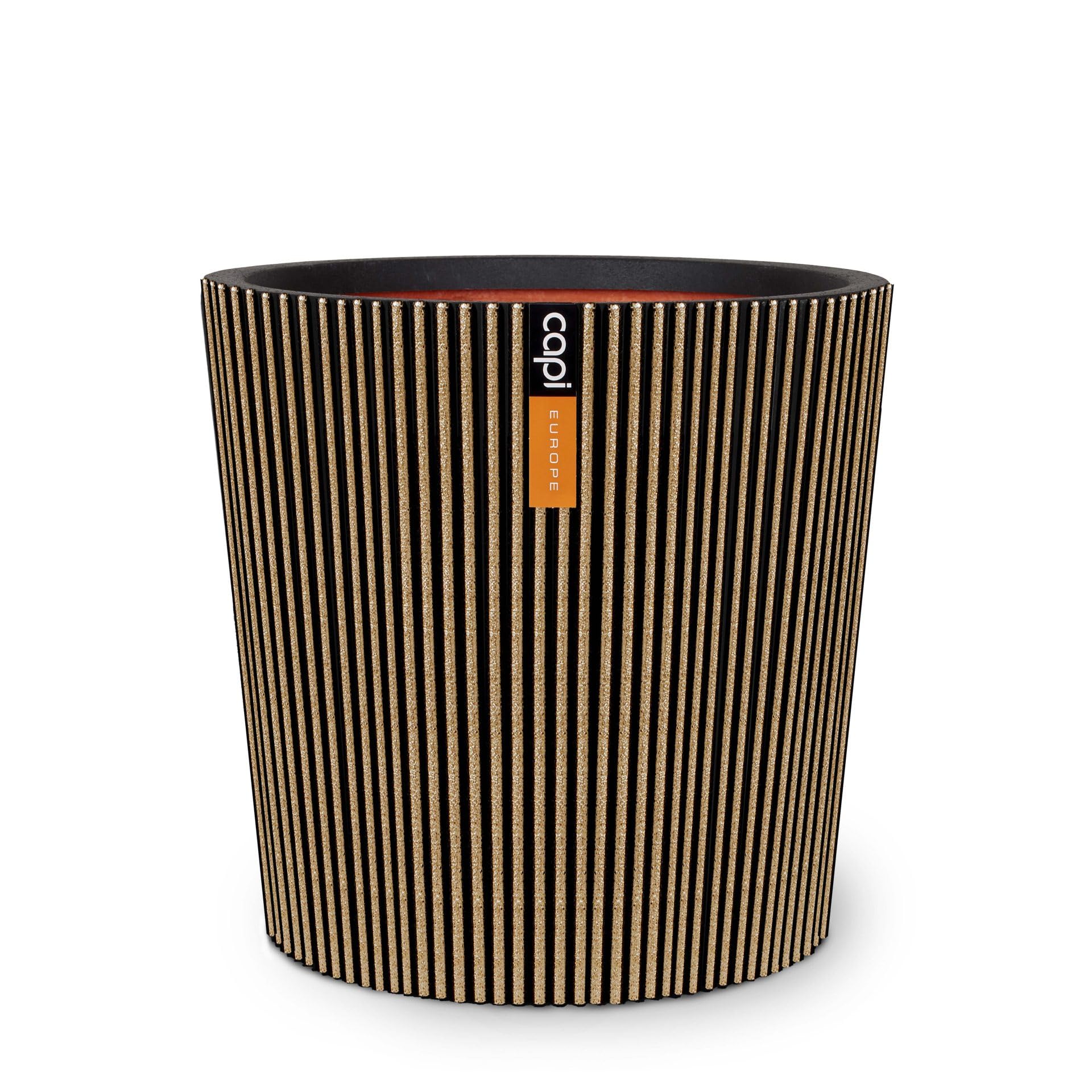 Capi Europe - Gefäß konisch Groove NL - 45x41 - Gold - Blumentopf für den Innen- und Außeneinsatz - Übertopf - Pflanztopf - Pflanzgefäß - Kunststoff - KGVGB613