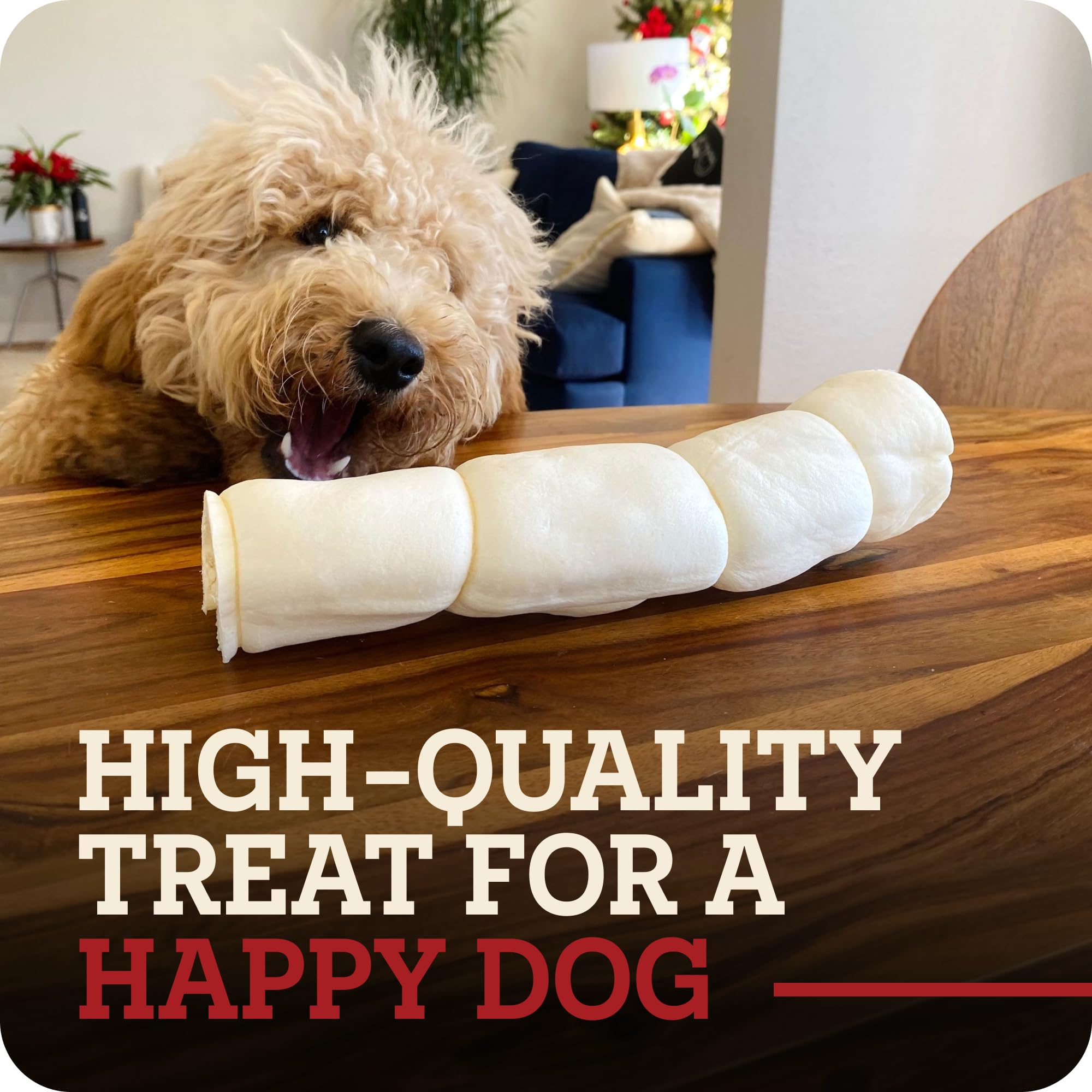 Redbarn Pet Products All-Natural Large Beef Cheek Rolls for Dogs, Uncoated - Single Ingredient Grain-Free Chew Treat Naturally Rich in Collagen - No Artificial Preservatives - Pack of 4