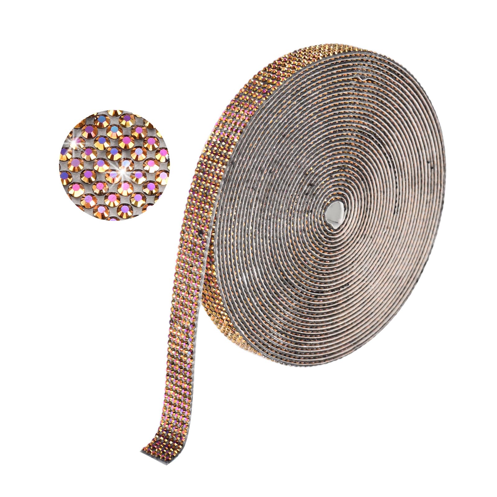 sourcing map Rhinestone Strips,6 Yard 12mm Adhesive Rhinestone Ribbon Bling Rhinestone Tape for for DIY Crafts, Party Car Phone Decorations, Black AB