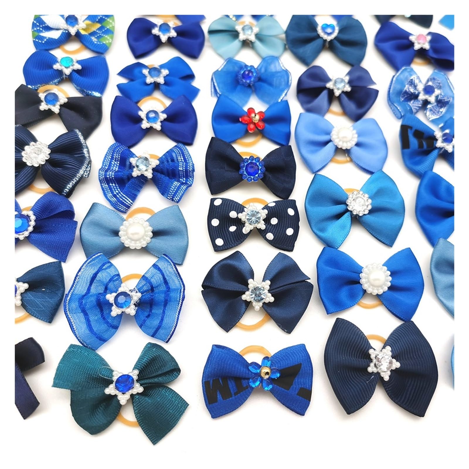 Ameeda Deep Blue Dog Hair Bows 100Pcs Pet Grooming Hair Bows Puppy Mix Colours Decorate Hair Accessories For Small Dog Hair Rubber Bands Dog(Deep Blue)