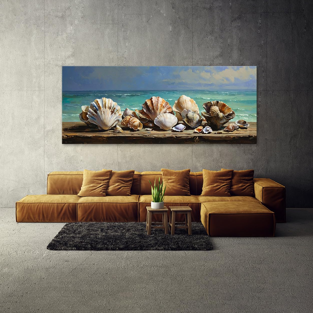 【2024／美品✨】SZ ×RonHerman seaside CANVAS Amazon.com: Sense Canvas Clam Seaside Treasures Display 11 Canvas