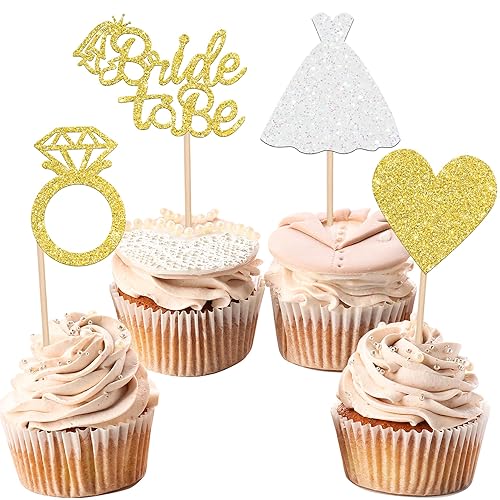 Miniatura 10 de 24 piezas de adornos para cupcakes de novia a ser con purpurina y corazón, para despedida de soltera, para bodas, compromisos, despedidas de