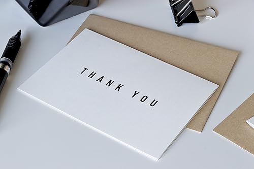 Miniatura 5 de Paquete de 100 tarjetas de agradecimiento con sobres autosellados, cartulina pesada de 5 x 3.5 pulgadas, 2 diseños, minimalista, rústico, moderno,