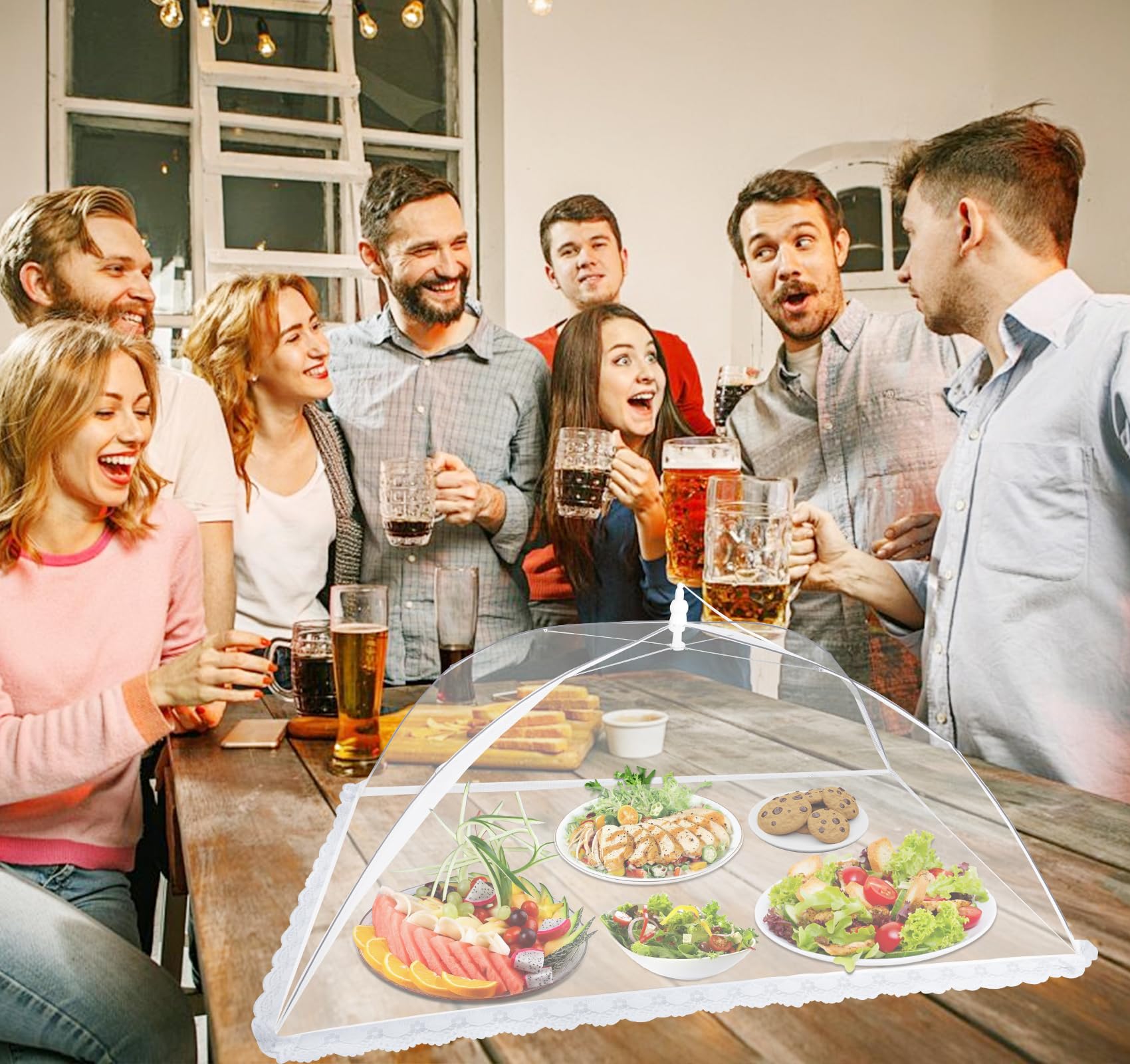 ilauke Confezione da 6 coperture per alimenti a rete, 3 dimensioni, pieghevoli, per picnic, campeggio, barbecue, riutilizzabili, con custodia