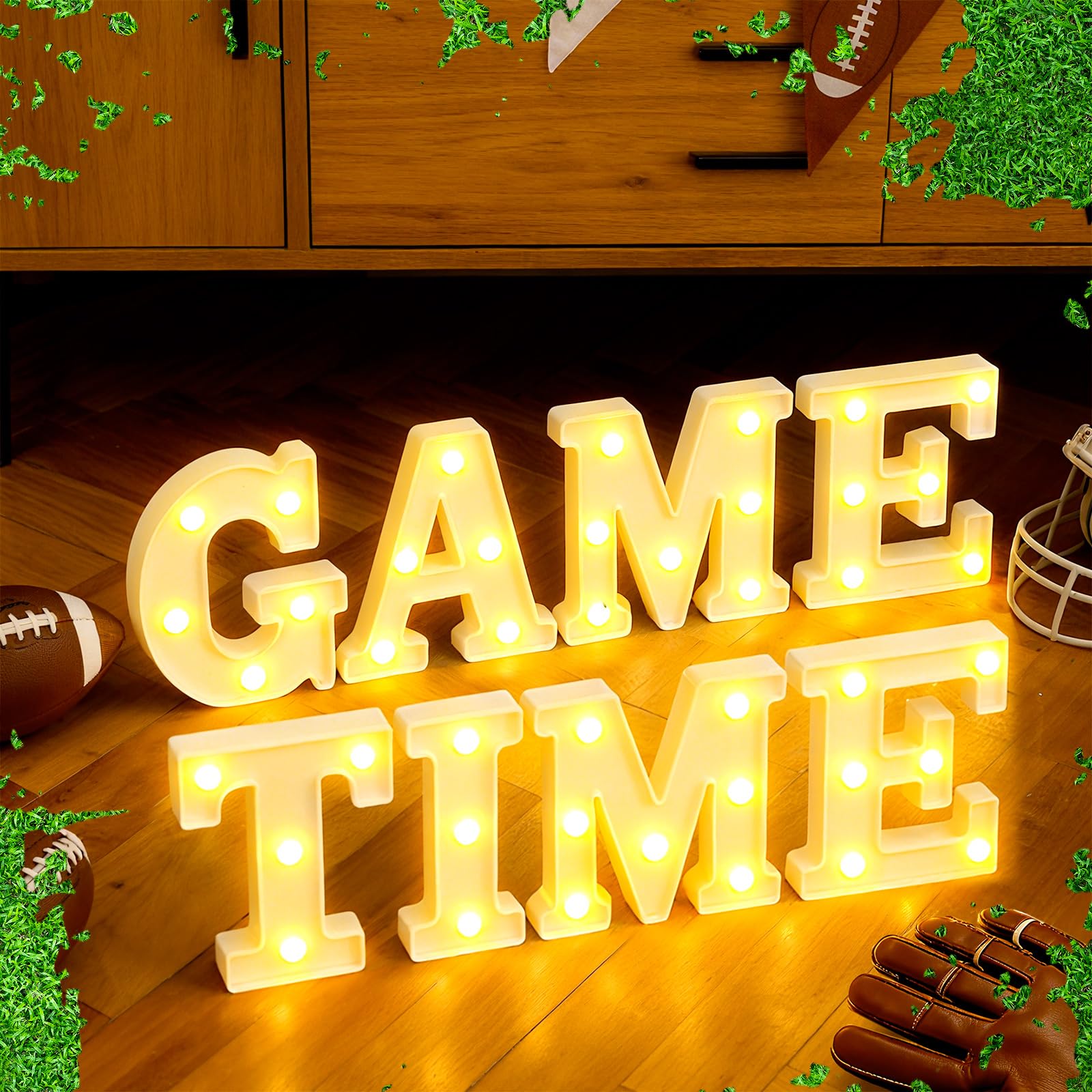 Aurelema 8 Pcs Game Time Football LED Letter Lights Sign Decorations