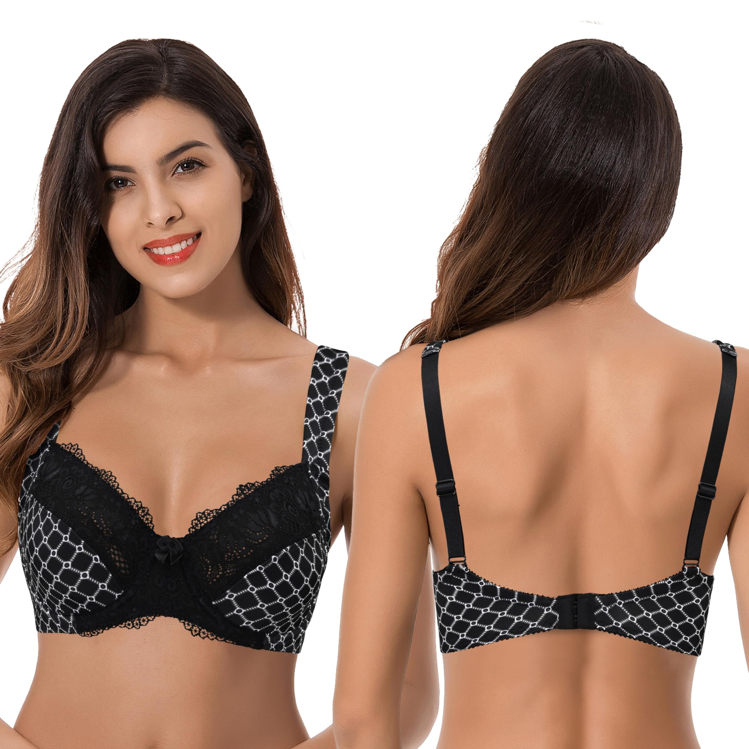 Curve Muse- Soutien-Gorge Balconnet avec Armatures-x2 | Bretelles Rembourrées, Imprimé, Balconnet, Effet Push-up, Floral, T-shirt