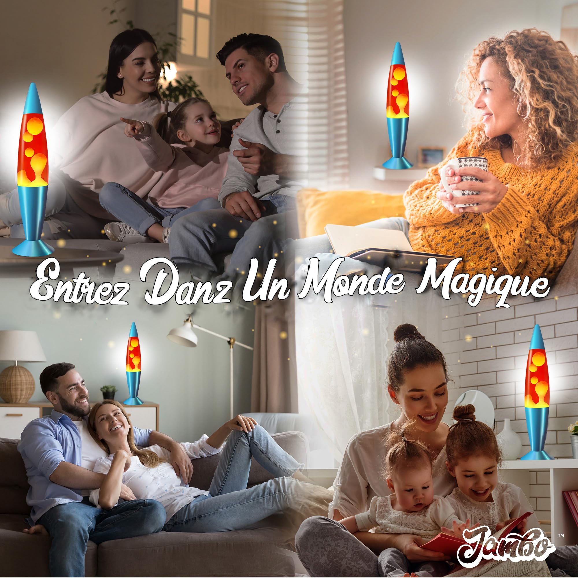 Jambo Lampe 16'' Rouge Cire Jaune Orange Lumière Liquide Relaxante Veilleuse Décoration Maison Salon Bureau Chambre