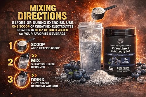 Miniatura 6 de FireHaus Creatina + electrolitos - Fuerza, hidratación y recuperación para bomberos 0.18 oz de creatina monohidrato en polvo, potasio, magnesio