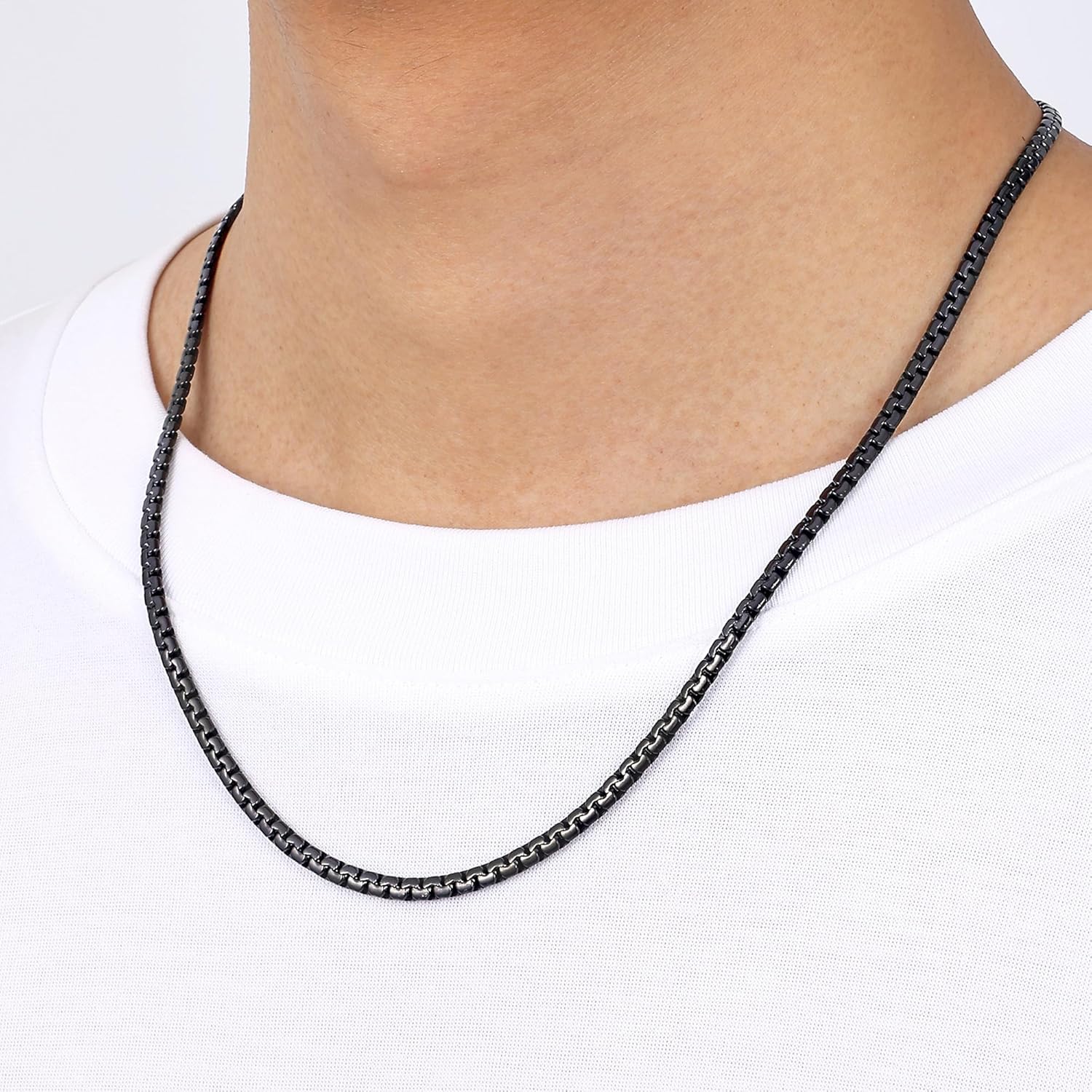 Fiusem Flat Box Chains for Men, 14k Gold Plated/Black Stainless Steel Chain Necklace, 2.5/3/4/4.5/5mm Necklaces for Men and Women 16-28 Inch - Image 9