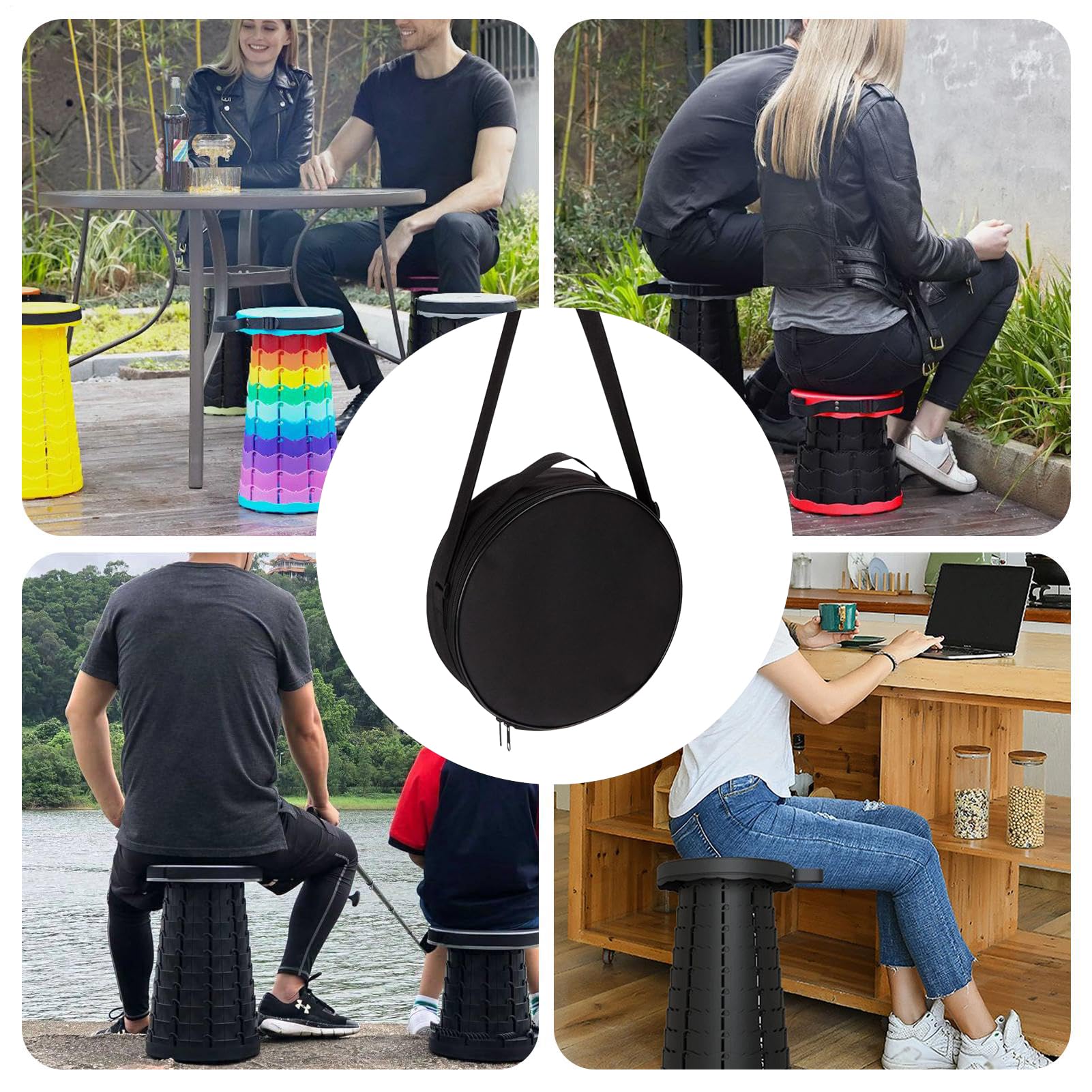 Generico Pieghevole Per Sgabello - Rotonda Con Tracolla, Borsa Da Viaggio Portatile, Per Sgabello Telescopico Campeggio Picnic Escursionismo Fotografia E Schizzi Attrezzatura Resistente Per S