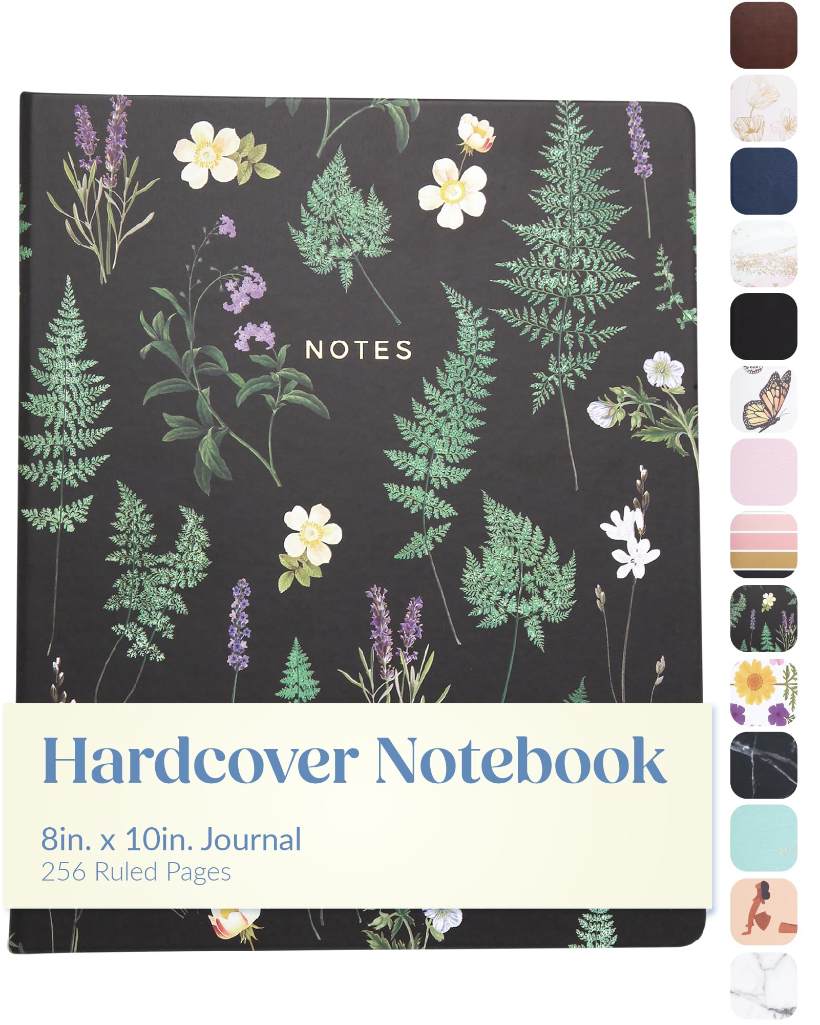 WORLD TRAVELER Eccolo Large Lined Journal Notebook, Linen Hardbound Cover, Writing Journal, 256 Ruled White Pages, Ribbon Bookmark, Lay Flat, Desk Size for Work or School (Linen Floral, 8x10 inches) โ image 1