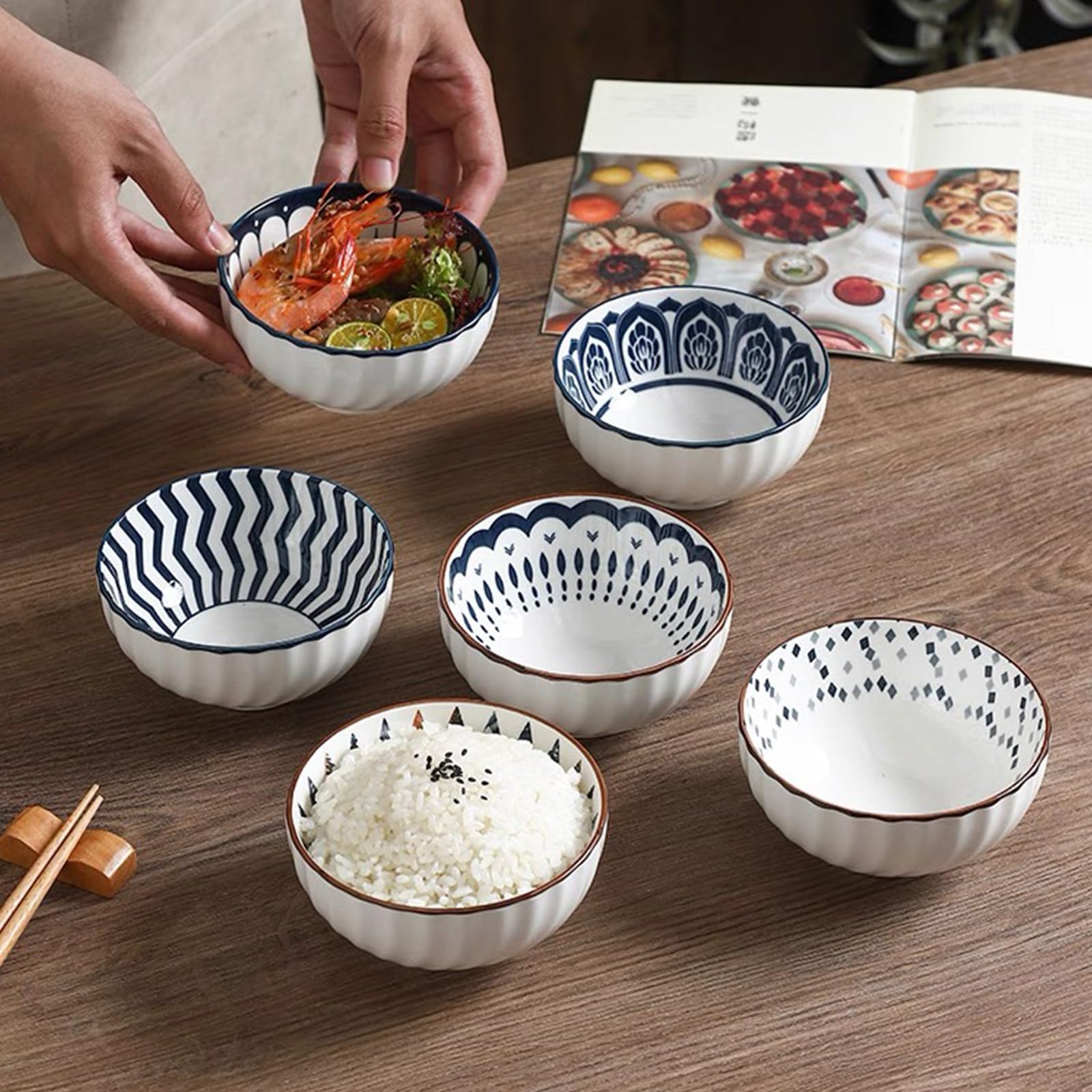 ZPPLD Juego 4 Cuencos Cereales Porcelana,Cuencos De Cereales PequeñOs,Cuencos De Postre De CeráMica, Ensaladera, Cuenco De Hielo, Cuenco Para,Apto Para Microondas Y Lavavajillas (5)