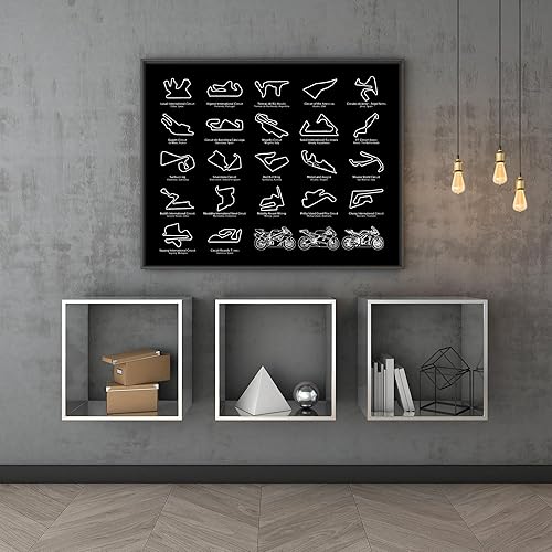Miniatura 6 de MotoGP Race Track Inspired Motorcycle Poster - Handmade Print of Motorcycle Racing Circuits 2024 - Landscape Black, 8x10" Satin Print (Unframed) -