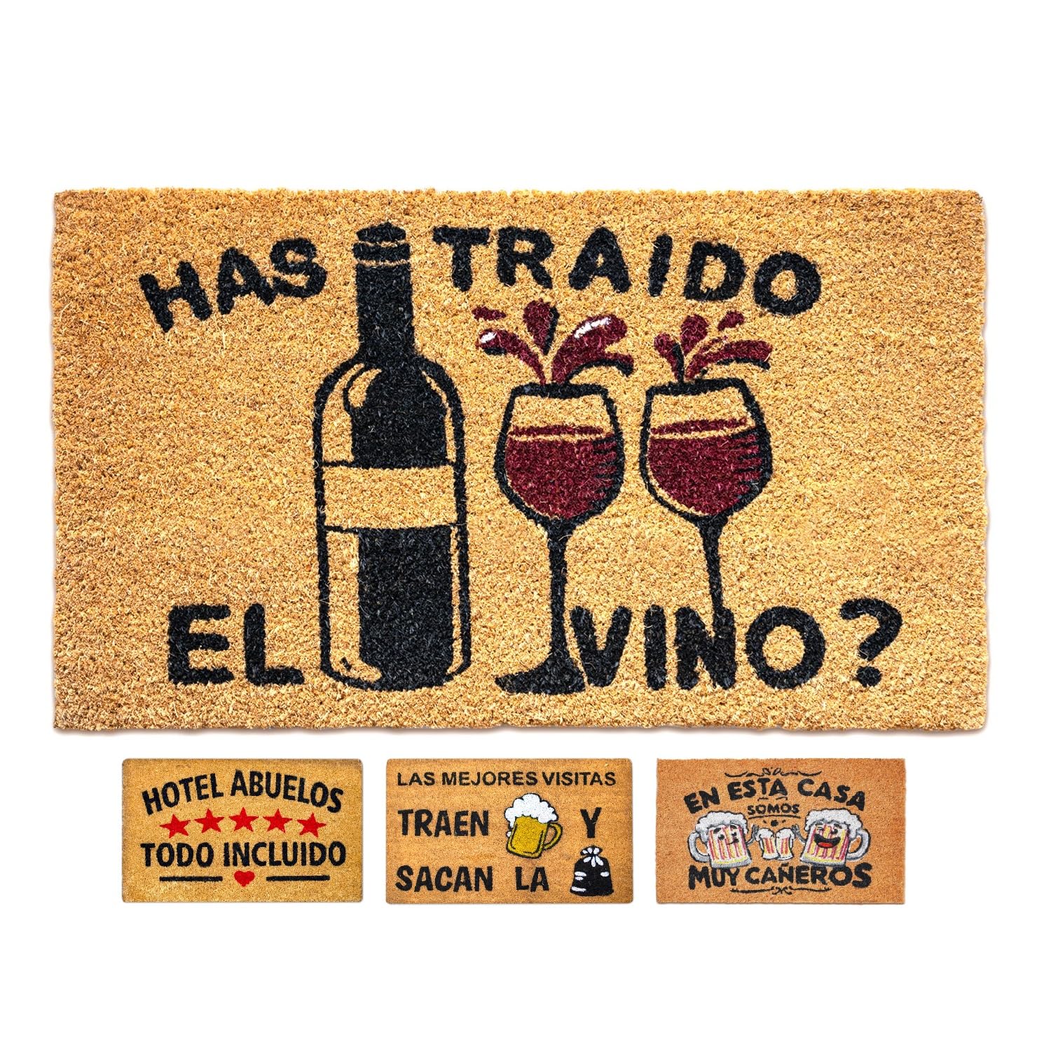 Felpudo Entrada casa Originales y Divertidos, Alfombra Entrada casa Interior y Exterior, tapete Entrada casa, Felpudo Coco Natural 40x70x1,5 cm (Has traido el Vino)