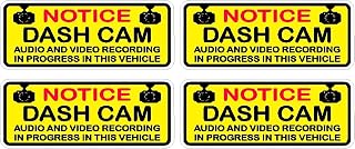 4Pack Notice Dash Cam Audio Video Recording Decal Self Adhesive Warning Sticker for ‌Car Truck Window Bumper