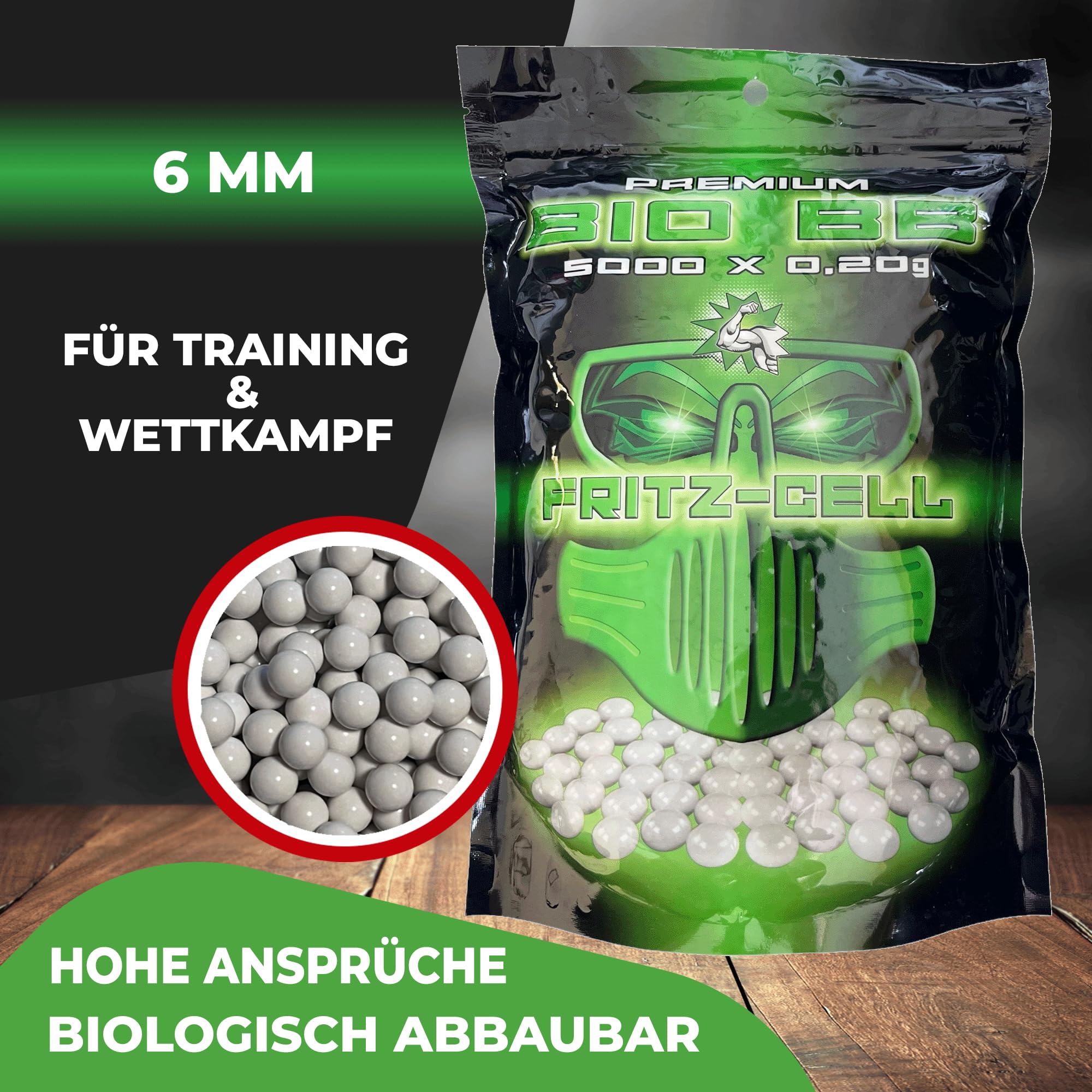 2 x Airsoft Softair Kugeln Fritz-Cell Premium Bio BBS 6 mm 0,20g Beutel 5000 Stück biologisch abbaubar