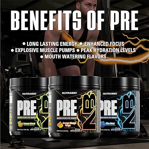 Miniatura 7 de NutraBio Polvo de preentrenamiento, mango naranja, energía explosiva, enfoque láser, bombas extremas, preentrenamiento para hombres y mujeres,