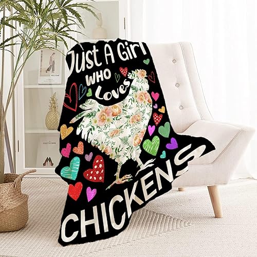 Miniatura 5 de Manta para regalo, manta de pollo y flores, manta de viaje de 50 x 60 pulgadas, manta de franela ligera, regalo para niños, niñas, niños, para cama,