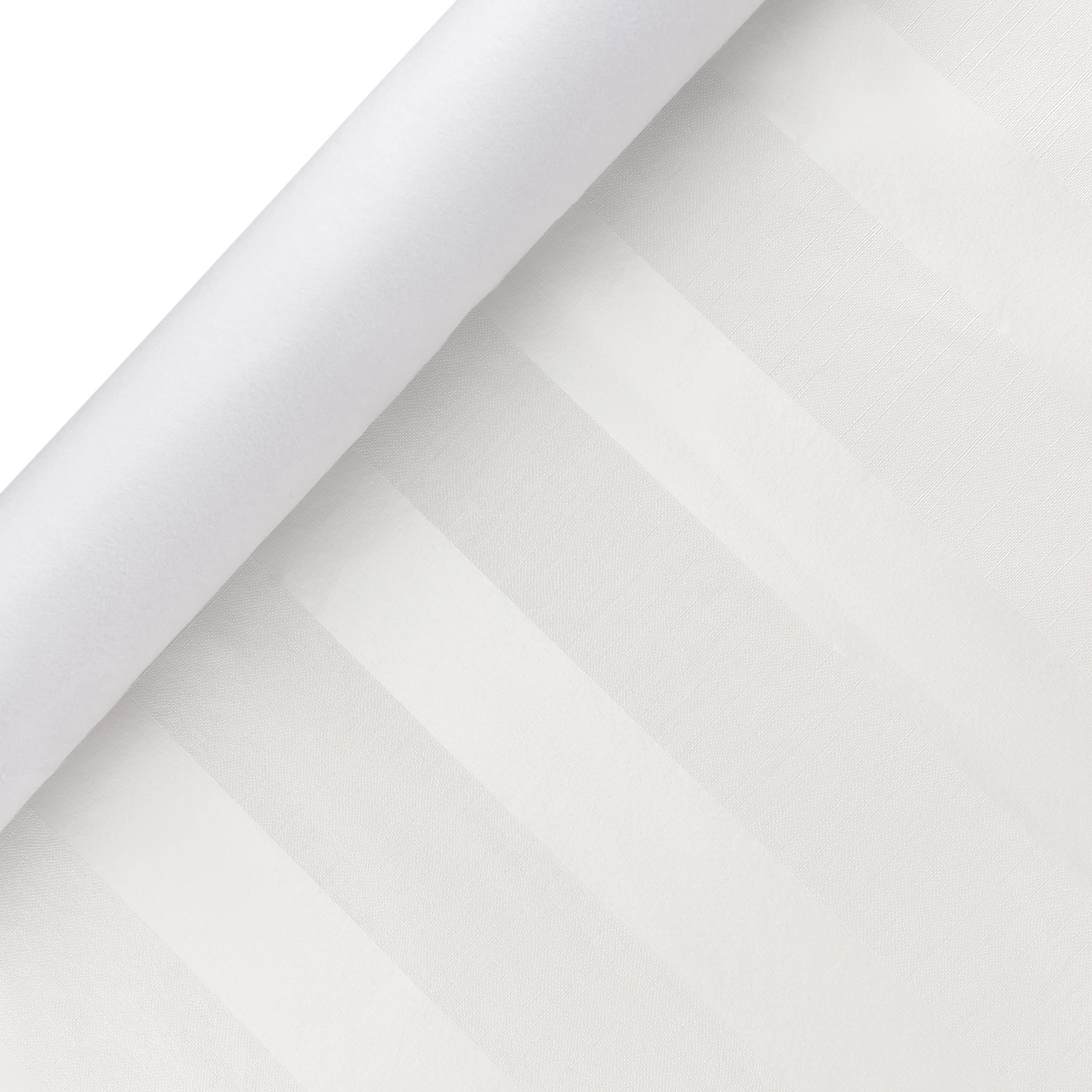 Luxuriöse Tischschutzunterlage, 2-in-1 Tischunterlage + toll aussehende Tischdecke – hitzebeständig, auslaufsicher und schmutzabweisend – Flanell-Rückseite (54 x 108, weiß – Seidenstreifen)
