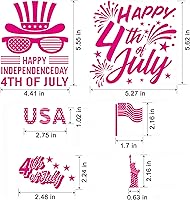 Vista 2 de Alinacutle Plantilla de serigrafía con texto "Happy 4th July Celebre", reutilizable, autoadhesiva, para impresión en madera/tela/papel, decoración