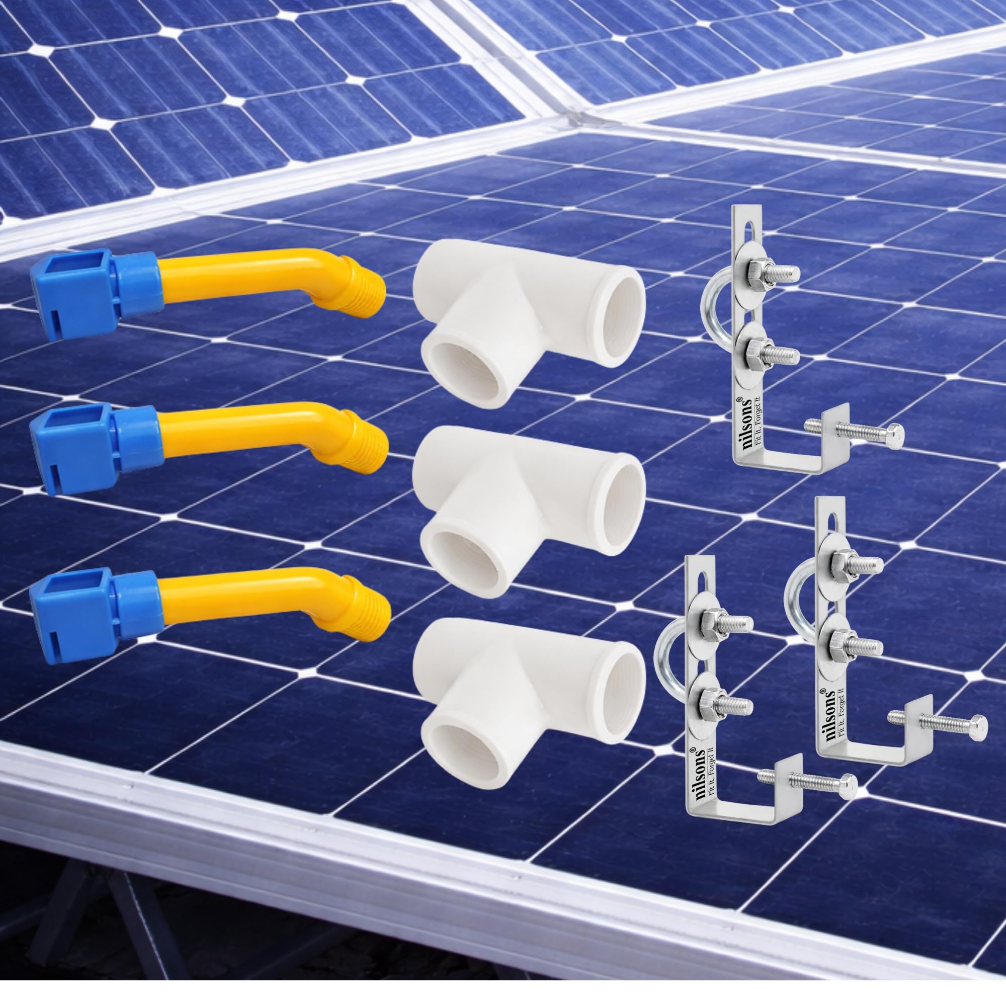 Solar Panel Cleaning Sprinkler Kit 9 Pcs | 3 Long Sprinklers + 3 Tee Connectors + 3 Galvanized Iron Mounting Clamps | Solar Panel Water Cleaning System-picture-19