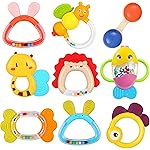 MOONTOY 9pcs Baby Rattles 3-6 Months, Infant Teething Toys 3-6 Months, Teethers Baby Toys 6-12 Months Sensory Toys for Babies 3 4 5 6 7 9 10 Month Boy Girl Gifts