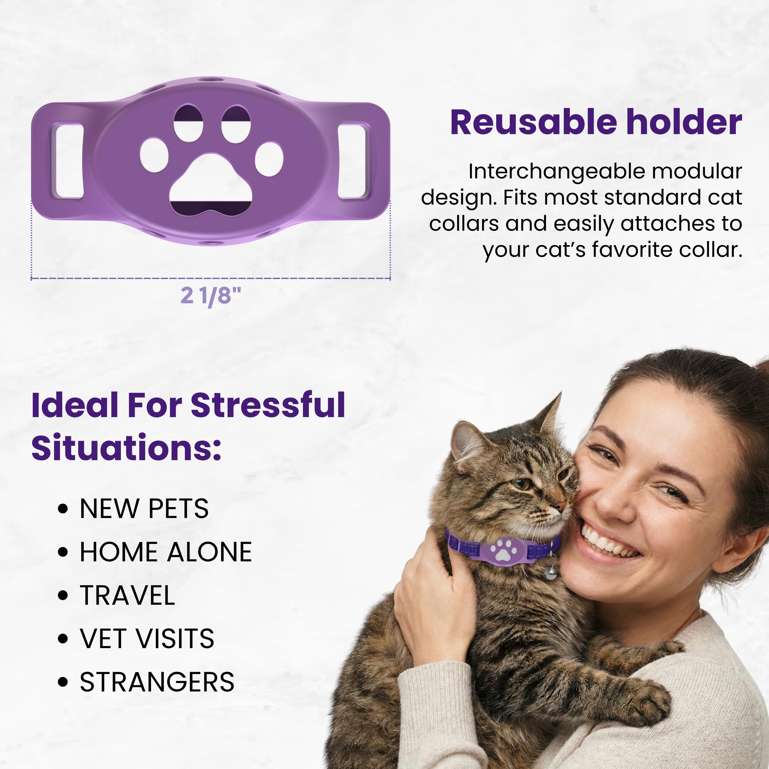Collier apaisant pour chats sensibles - Formule sans huile essentielle non parfumée - Le système de phéromones le plus sûr et le plus confortable - Dure jusqu'à 60 jours Kitty Kompass
