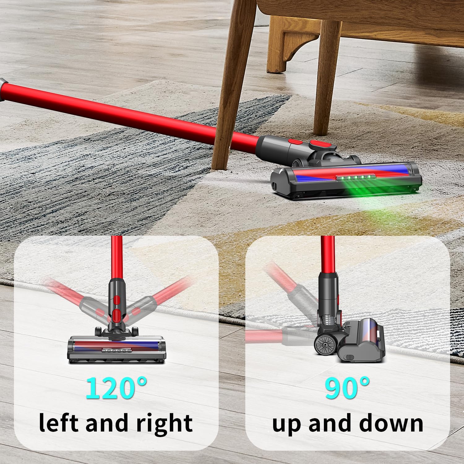 Bürste mit Softwalze für Dyson V7 V8 V10 V11 V15 Bodendüse Ersatzteil Softroller Ersatzbürste Frontlichter für Hartböden wie Parkett Holzböden Laminat Fliesen