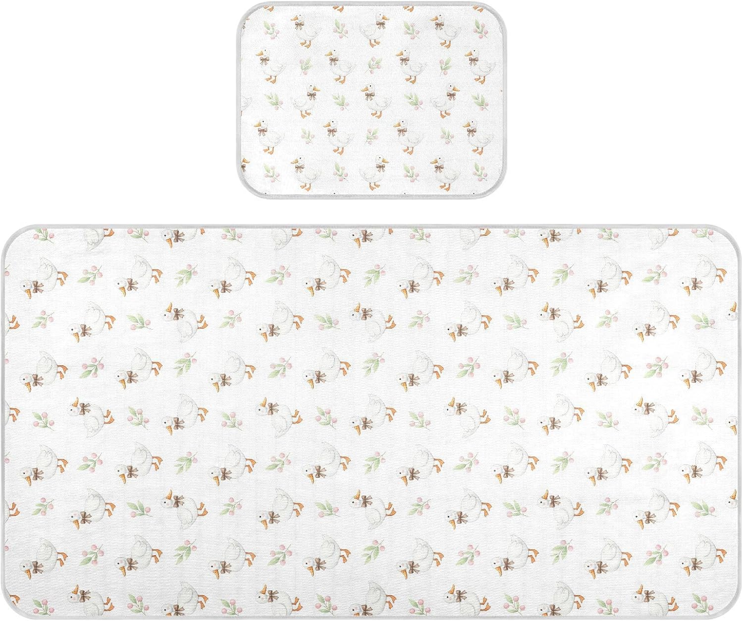 Baby Cooling Mat Cartoon White Ducks Ice Silk Breathable Mesh Summer Crib Mattress Pad with Pillowcase, Soft Cooling Sleeping Surface for Infant & Toddler, 52"x28"