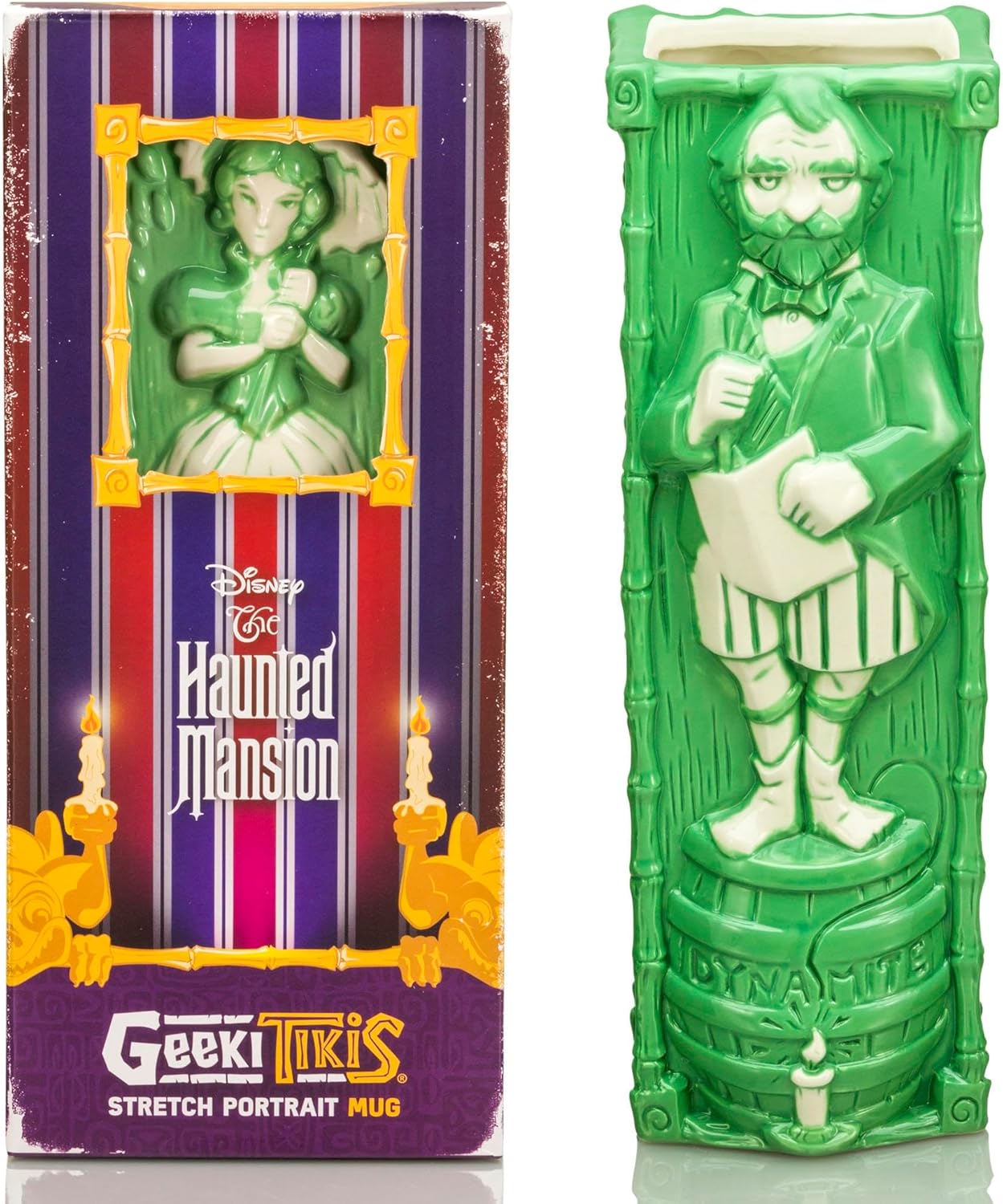Geeki Tikis Disney The Haunted Mansion Dynamite Man Stretch Portrait Green Mug | Party Cocktail Tumbler For Liquor and Beverages | Holds 25 Ounces