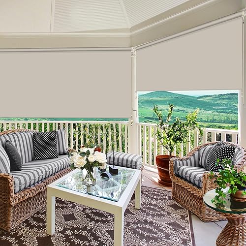 Miniatura 2 de ZY Blinds Persianas opacas para exteriores, sin cables, impermeables, de tela gris brillante, enrollables, protección UV, pantalla de privacidad