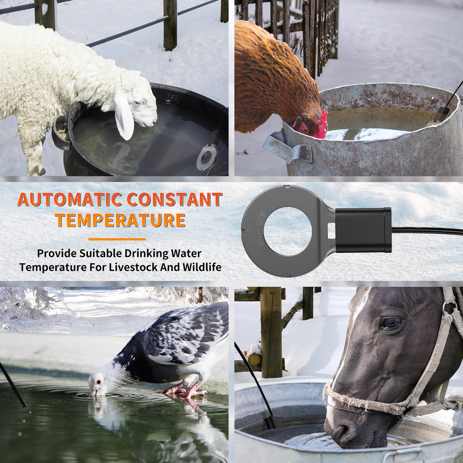 500 W Allzweck-Enteiser, tauchbarer Aluminiumguss-Huhn-Warmwasserbereiter für Nutztier-Tankheizung, Vogeltränke im Winter