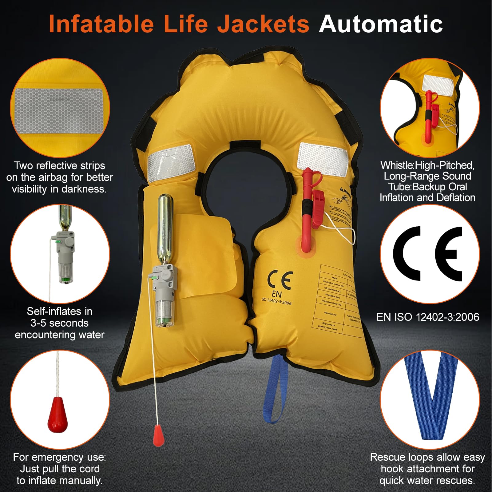 HWAYAN Automatic Inflatable Life Jacket | Inflatable PFD Jackets
