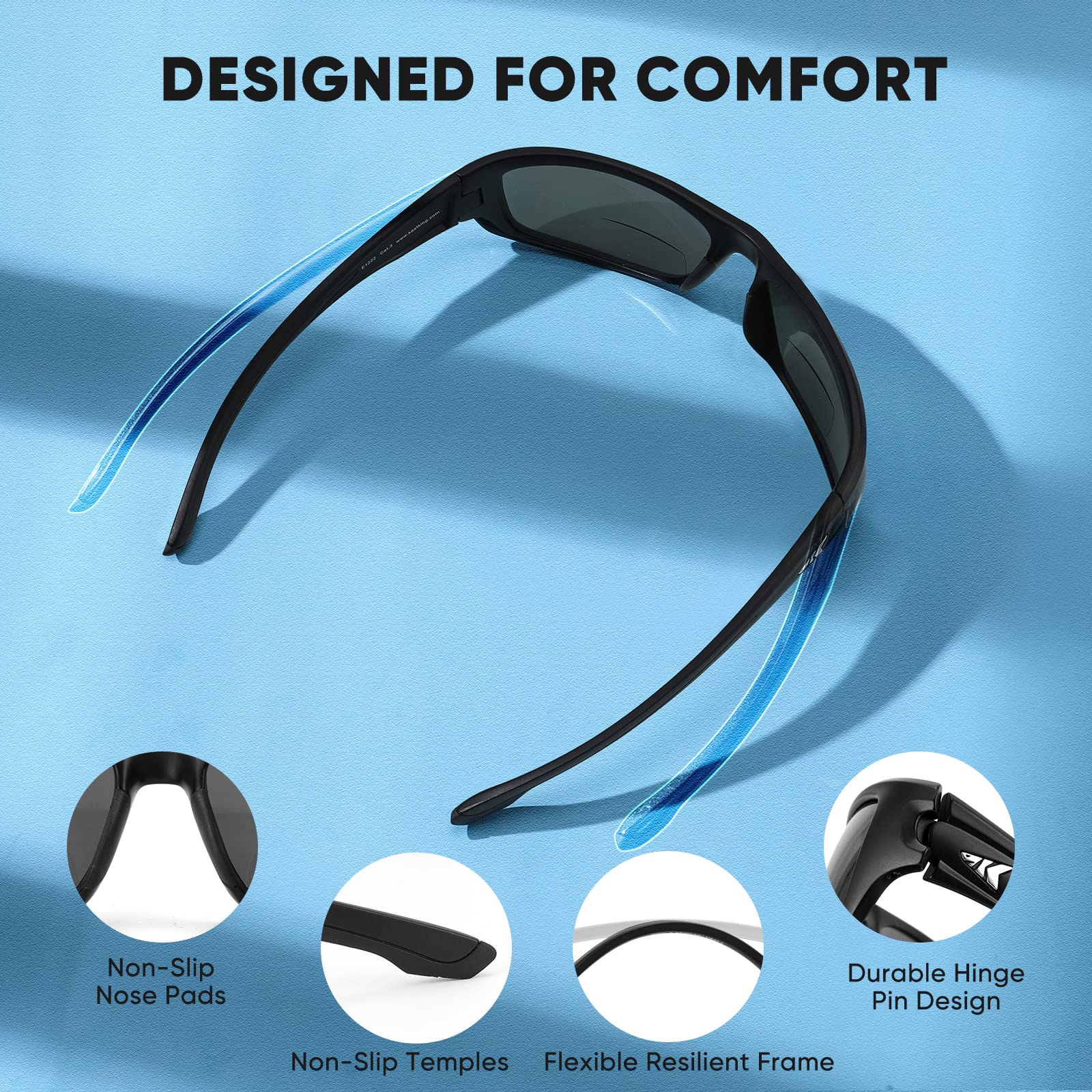 KastKing Ellijay - Lentes de sol bifocales polarizados, bifocales de 1.5 x 2.0 x 2.5 aumentos, gafas de sol deportivas envolventes