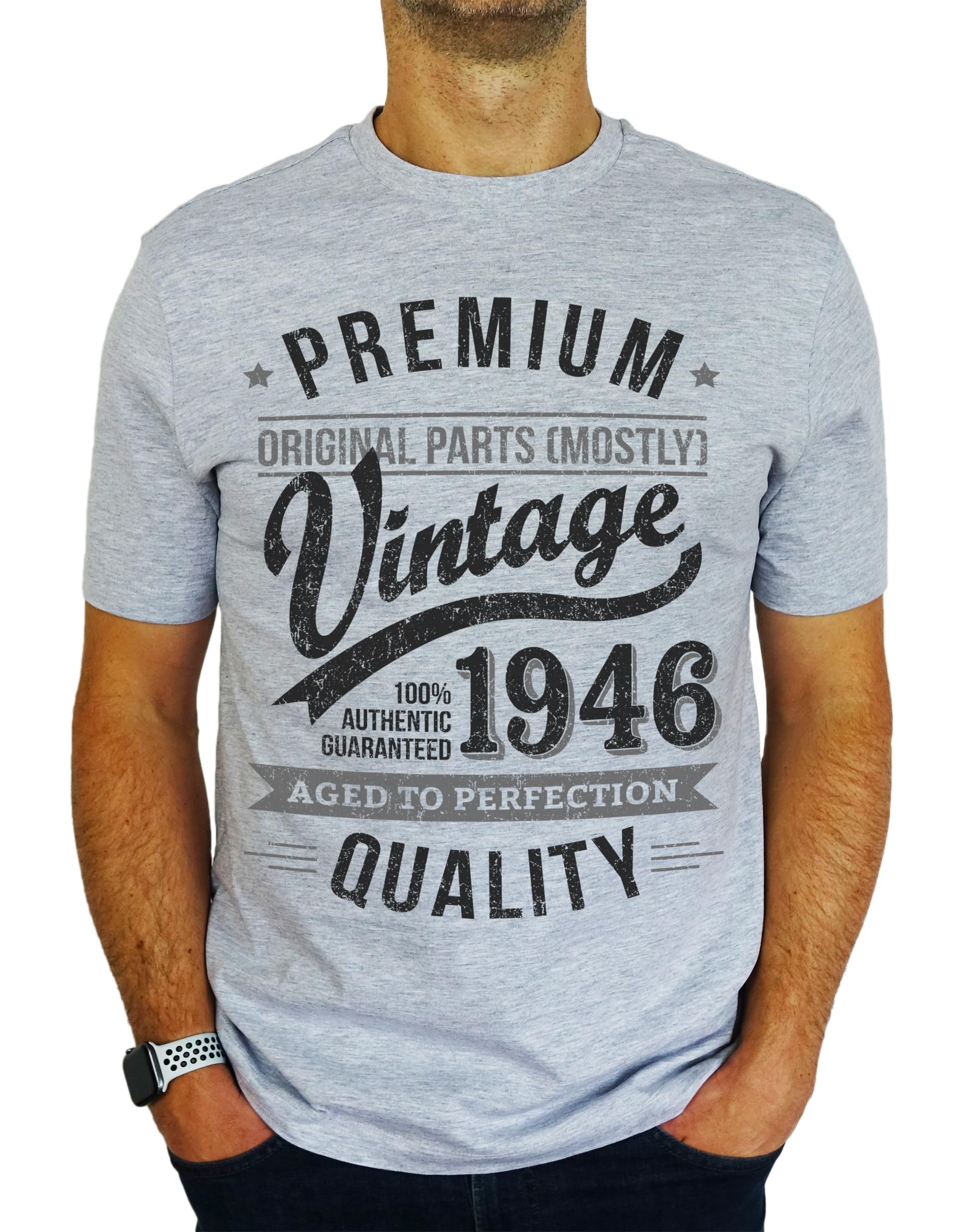 1946 Premium Vintage Year - Aged to Perfection - 80th Birthday Gift | Present Mens T-Shirt Heather M