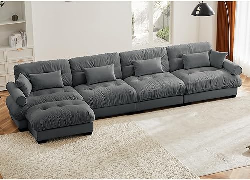 Miniatura 104 de Otomana beige para sofá modular modular, sofá individual, asiento otomano para sofá modular convertible, sofás de terciopelo para sala de estar,