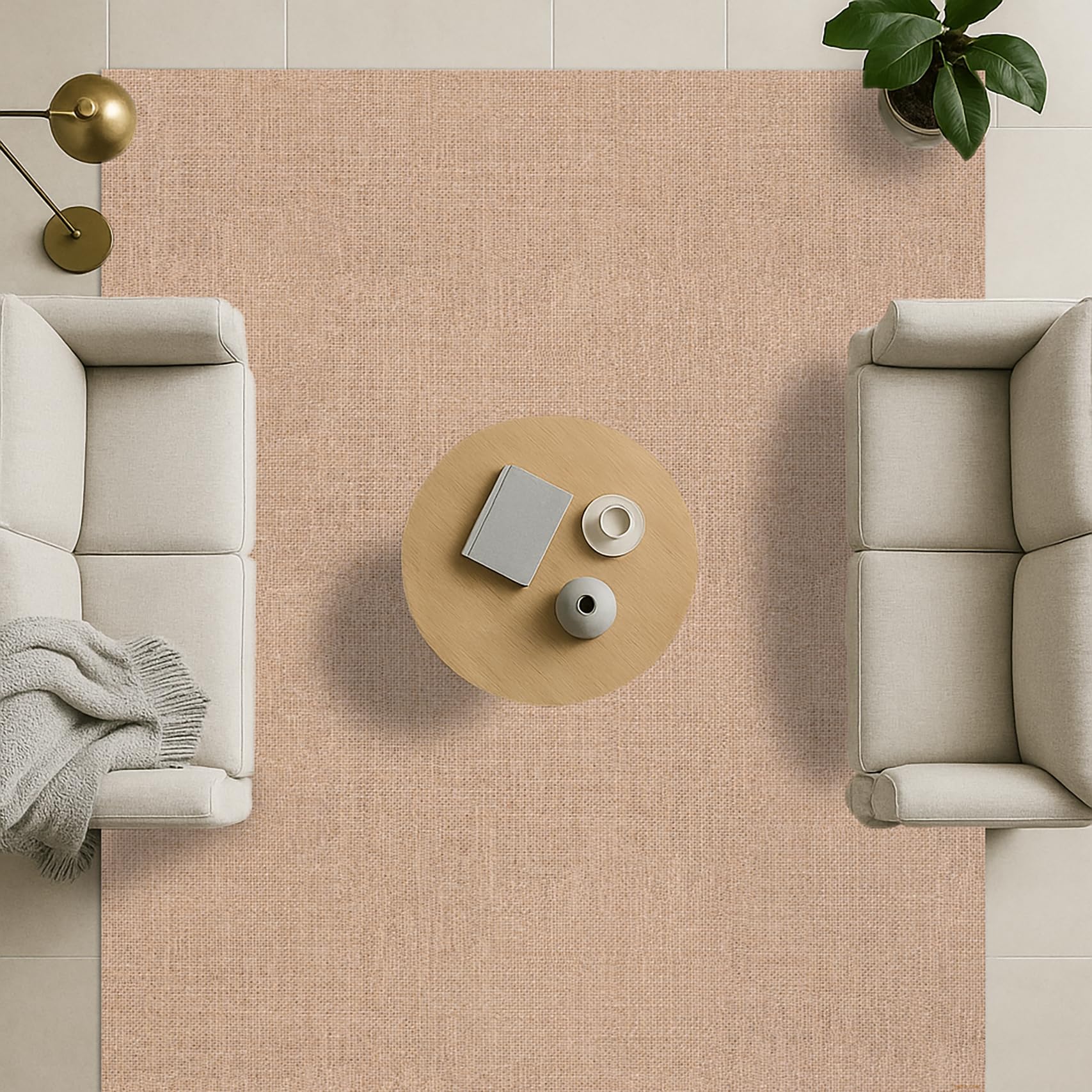 DobleUve Estudio Tapis en vinyle uni imprimé | jute marron, 50 x 100 cm, imperméable, antidérapant, anti-champignons | cuisine salon | enfants | Sol en PVC