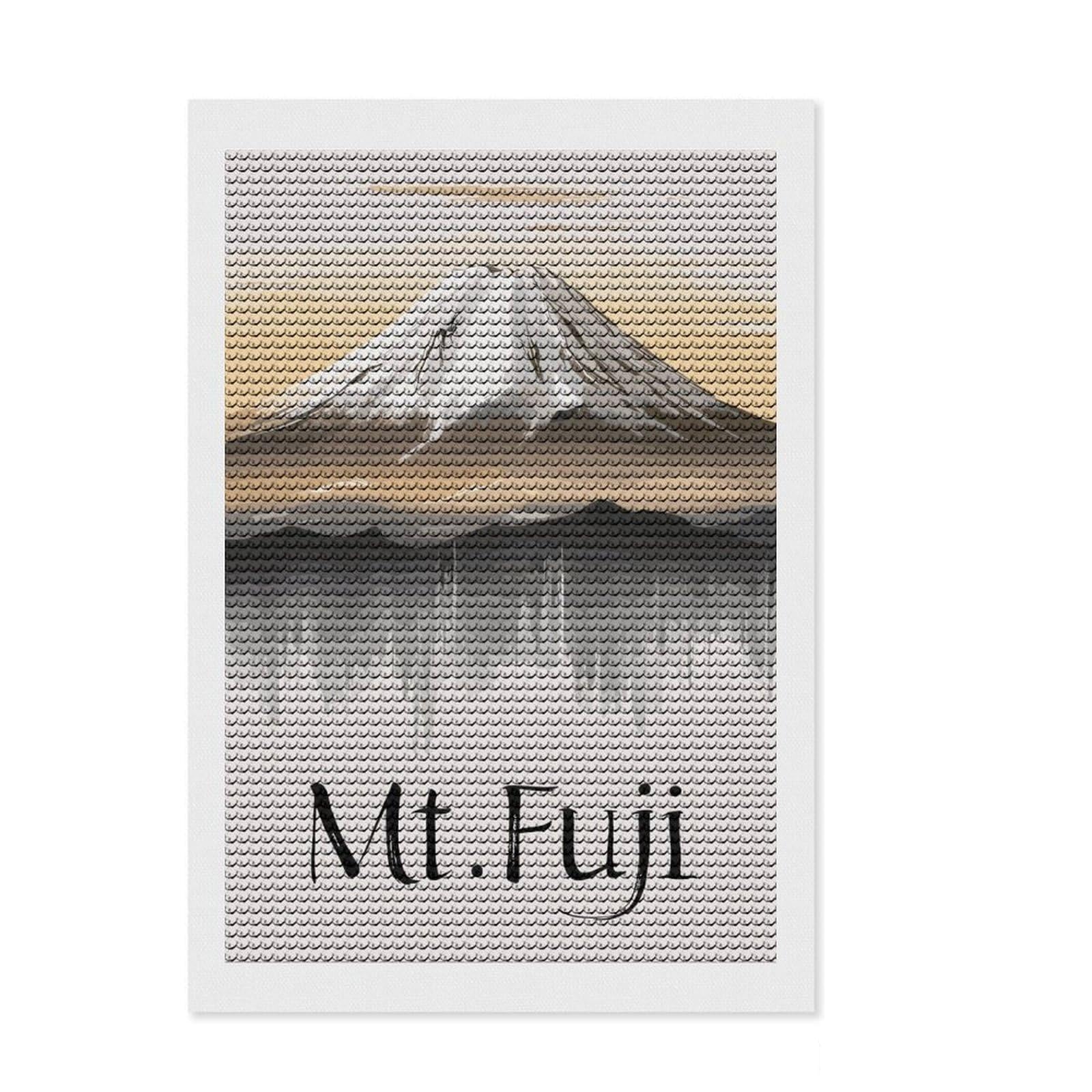 Junmoney Tranquil Mt Fuji Japan Round Drill Diamond Painting 8"x12", for Teens, Easy Handmade Project, Modern Decor, Gift Idea, with Tool Kit