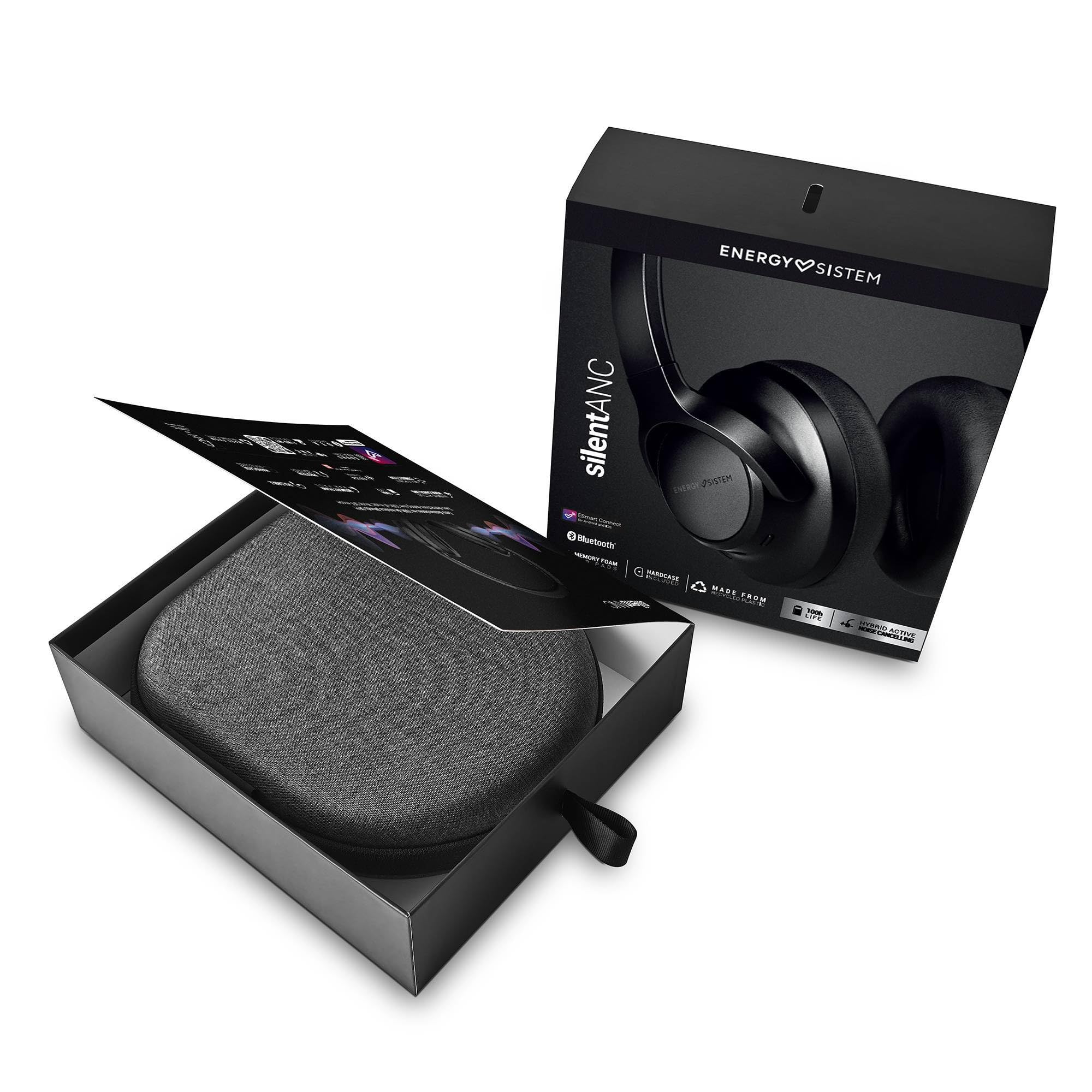 Energy Sistem Silent ANC - Auriculares con cancelación de Ruido (Hybrid ANC, Plástico Reciclado, Bluetooth 5.4, 100 Horas batería, Quick Charge)