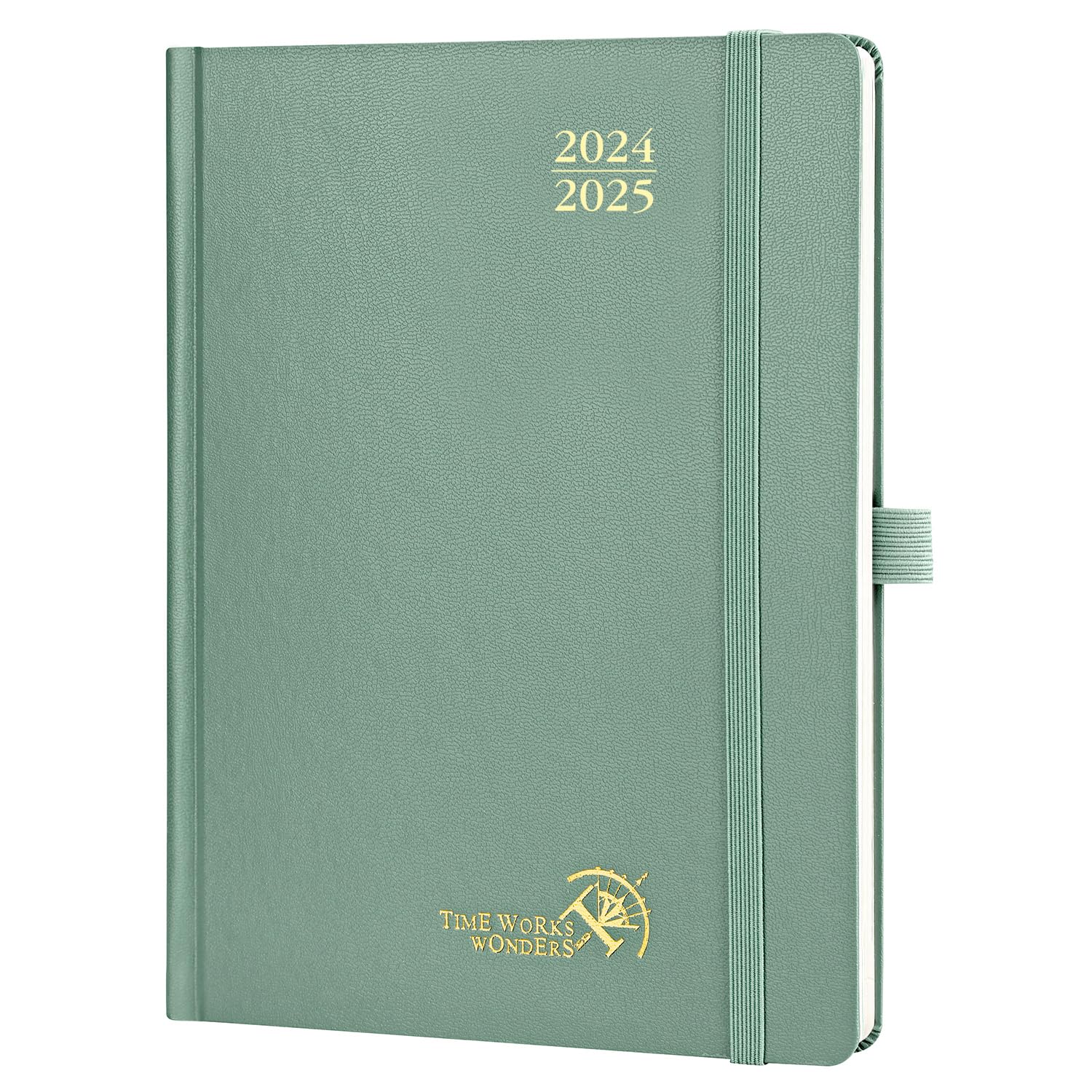 POPRUN Agenda 2024 2025 Semana Vista 22 x 16,5 cm, Tapa Dura Agenda Escolar 17 Meses Semanal de Ago.2024 - Dic.2025, Esquina de Arranque Fácil, 80 GSM Papel Certificado FSC®, Verde Medianoche