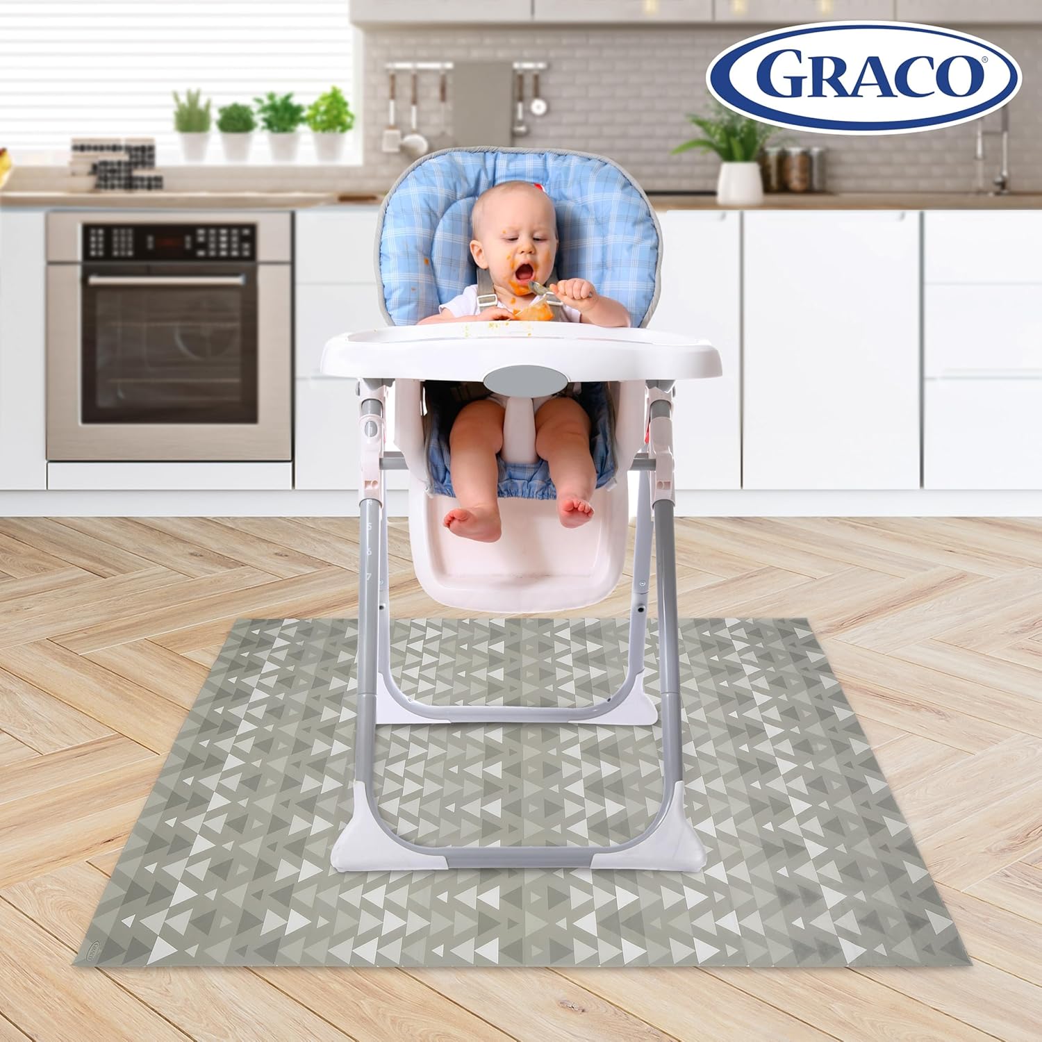 Graco Baby Disposable Splat Mats – 60 Count, 47" x 40", Biodegradable Floor Protector for Mealtime, Under High Chair, Home & Restaurant Use, Port Design