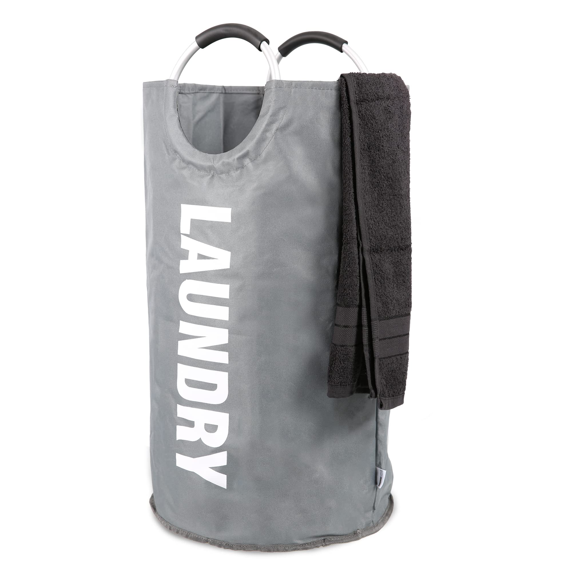 Albert Austin Grey 82L Laundry Bag With Handles Oxford Fabric Freestanding Laundry Basket Collapsible Washing Clothes Hamper Waterproof Laundry Bin Padded Handles For Kids Bedroom Bathroom Nursery - (Grey)