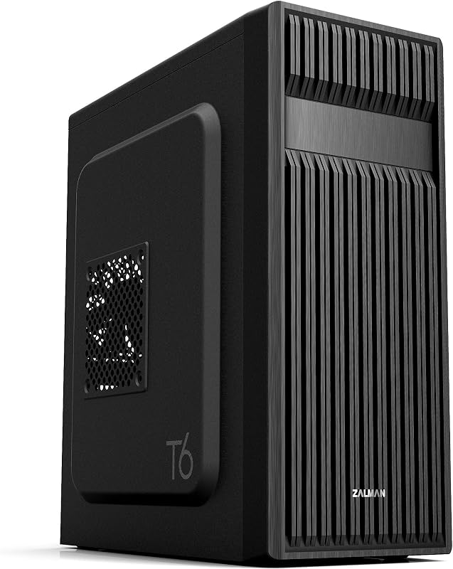 T6 ATX Mid Tower Computer PC Case, Pre-Installed 120mm Fan, 5.25 ODD, USB 3.0, Patterned Mesh Design, mATX ITX for Gaming Workstation, Black