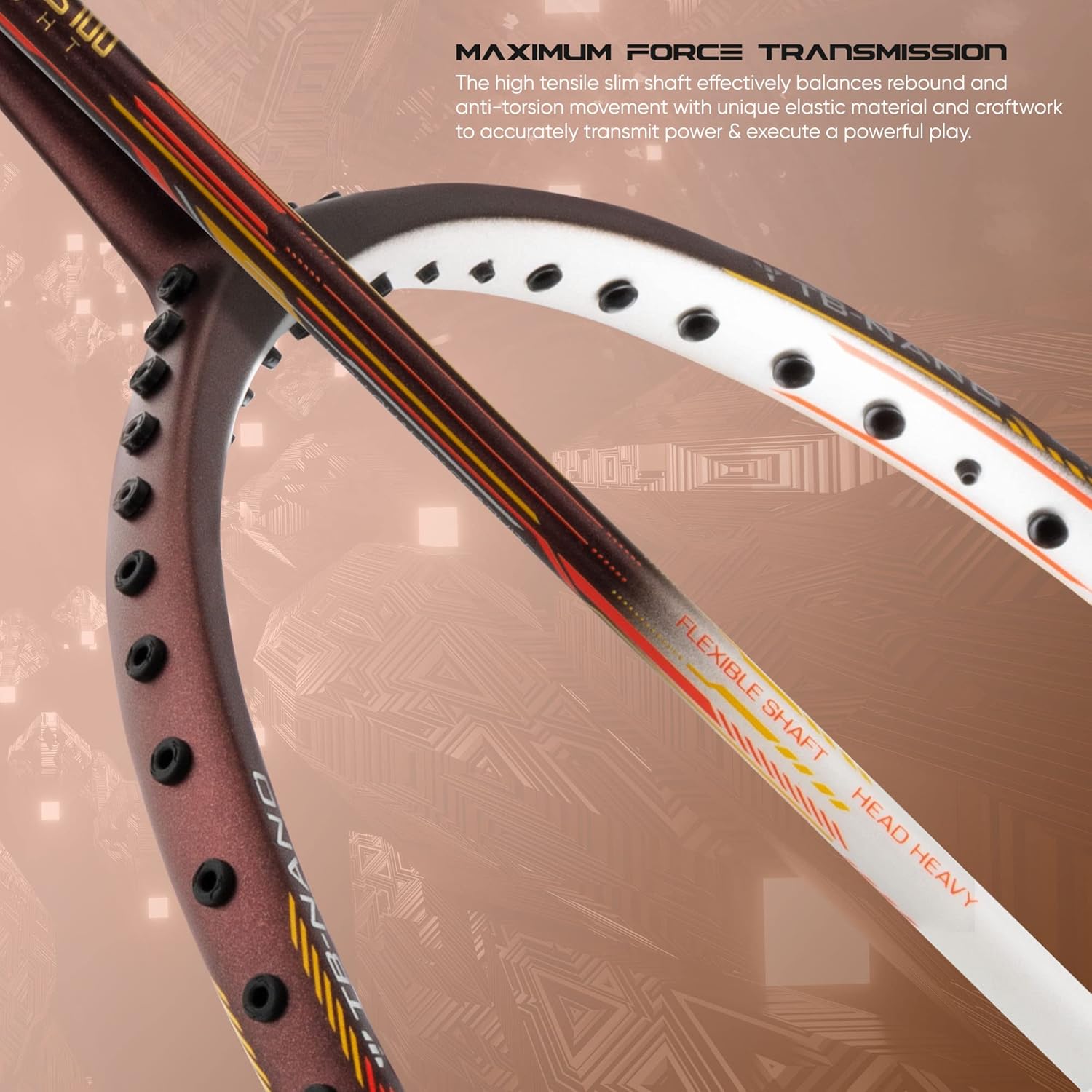 Li-Ning Super Series SS100 Carbon Graphite Badminton Strung Racket with Full Racket Cover (Maroon/White)