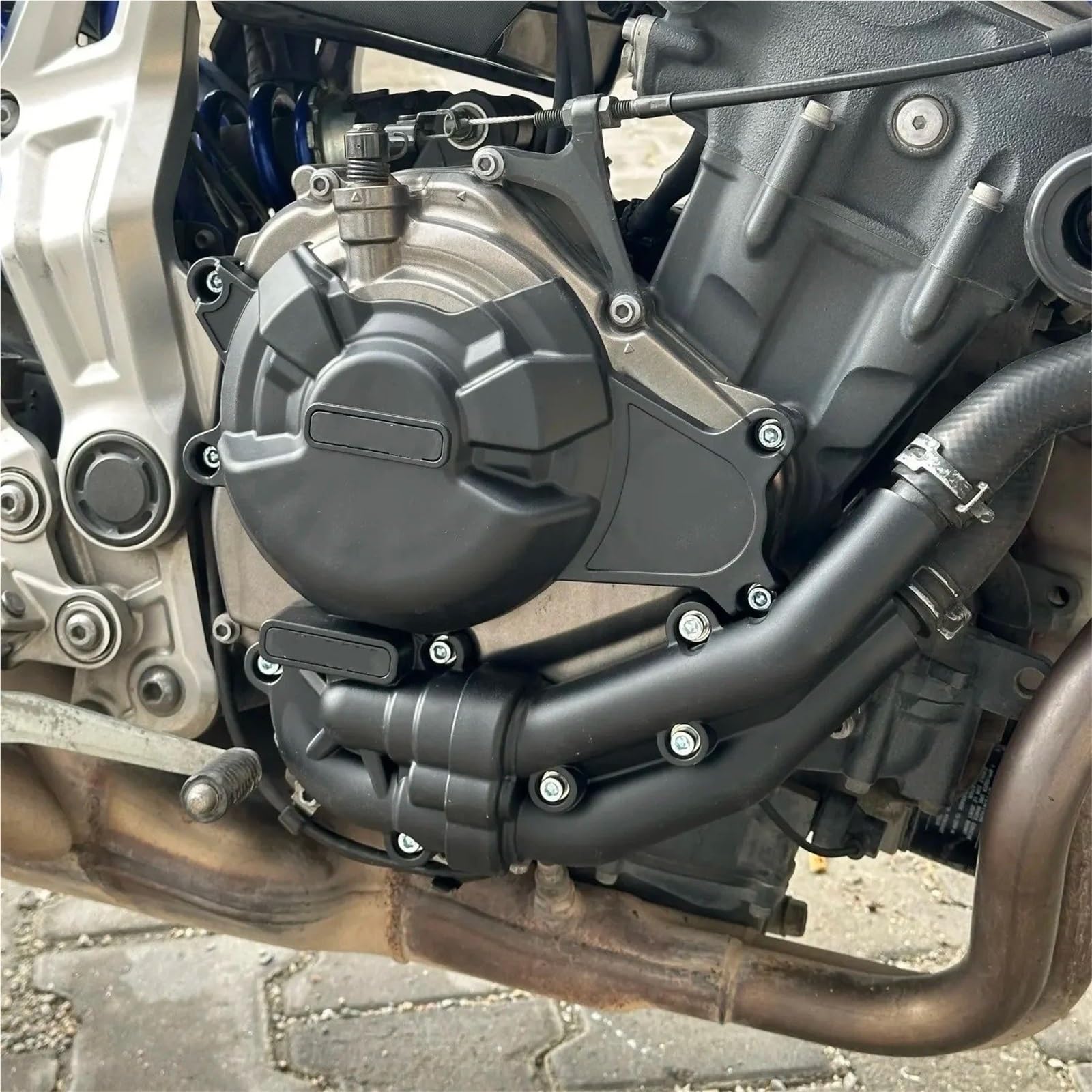 Schutzhülle Motor Motorrad Motorschutzbügel Für Yamaha MT-07 FZ-07 Tracer 2014–2025 MT07 FZ07 MT FZ 07 Motorschutzabdeckung Wasserpumpe Motordeckel Stator(Satz 1)