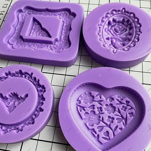 Miniatura 4 de Mini boda rosa esquina espejo marco corazón redondo cuadrado molde ovalado pastel Fondant silicona goma pasta chocolate molde para pasta de azúcar