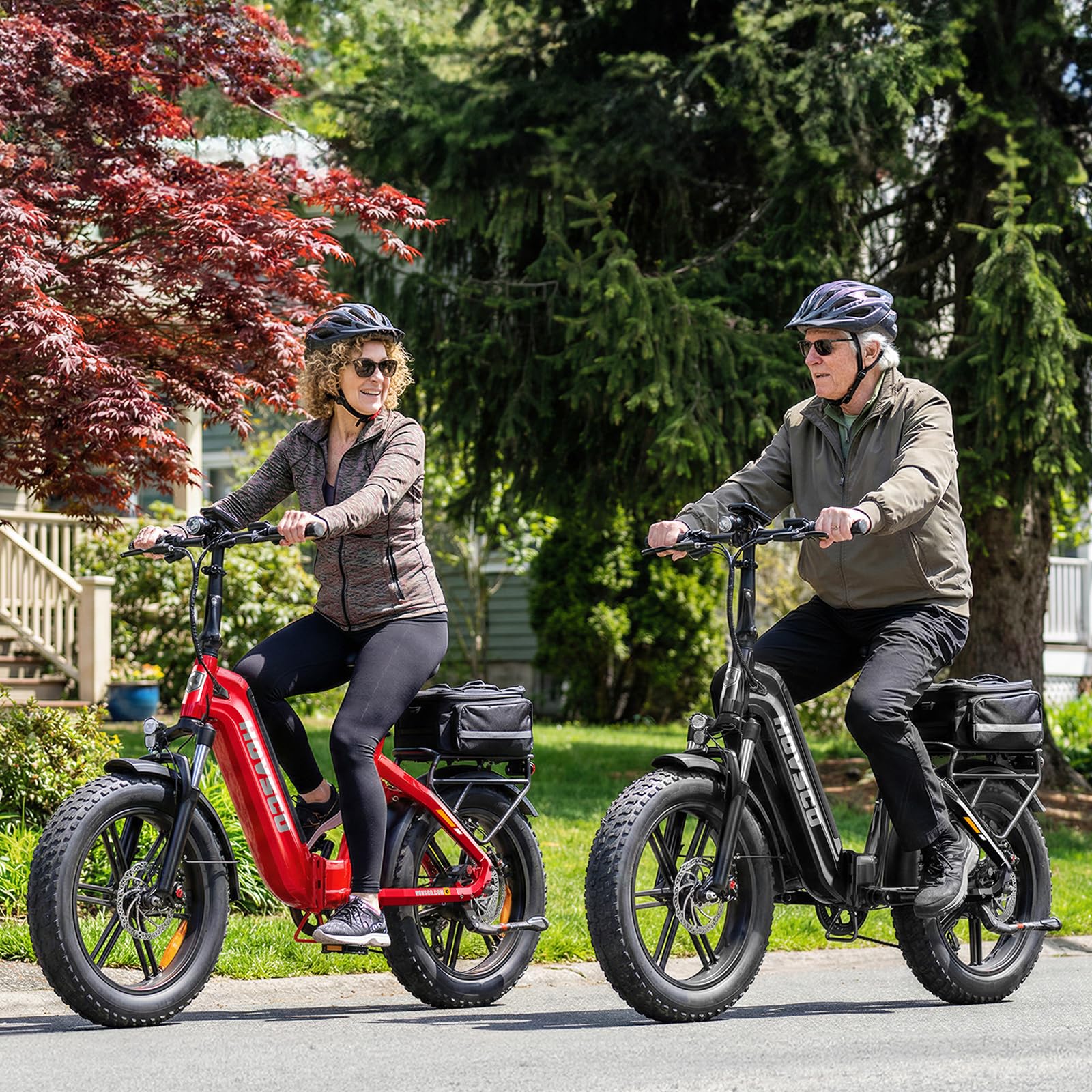HOVSCO Faltbares E Bike für Erwachsene mit App-Steuerung & Federung, Elektro Fahrrad 48V/15AH Akku 250W faltbar Fatbike 20"×4.0" Reifen, Alu-Durchstieg-Rahmen, bis 204kg