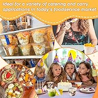 Vista 7 de Qinsihwn 100 Piezas Vasos de Plástico Desechables de 8 OZ con Tapas Planas, Vasos Transparentes de Porción con Tapas Planas, Recipientes de Plástico